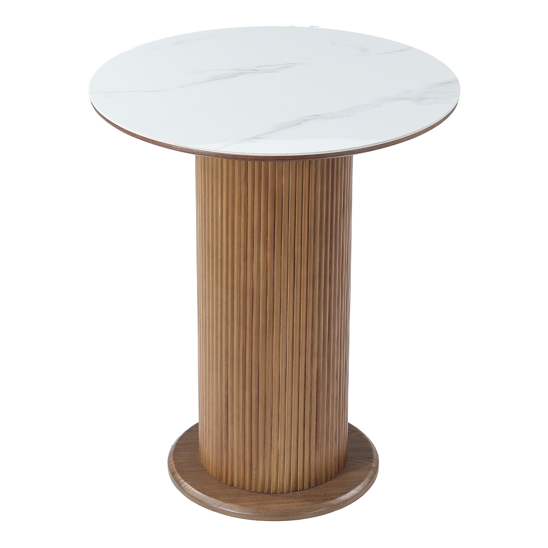 31.5" Round Dining Table, Marble Kitchen Table with Sintered Stone Tabletop & Solid Wood Pedestal