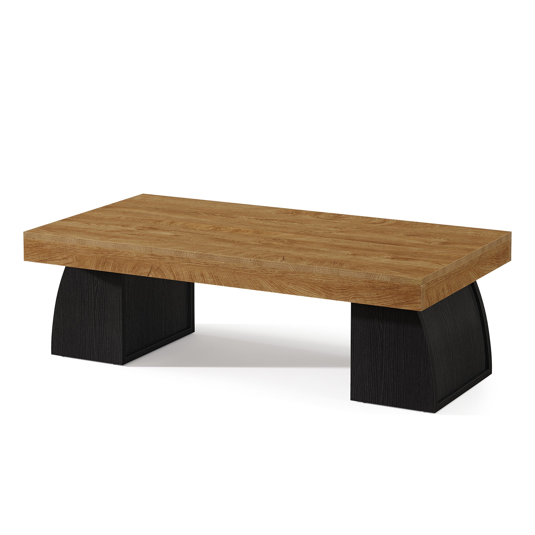 55.1" Coffee Table, Rectangular Center Cocktail Table with Curved Base for Living Room