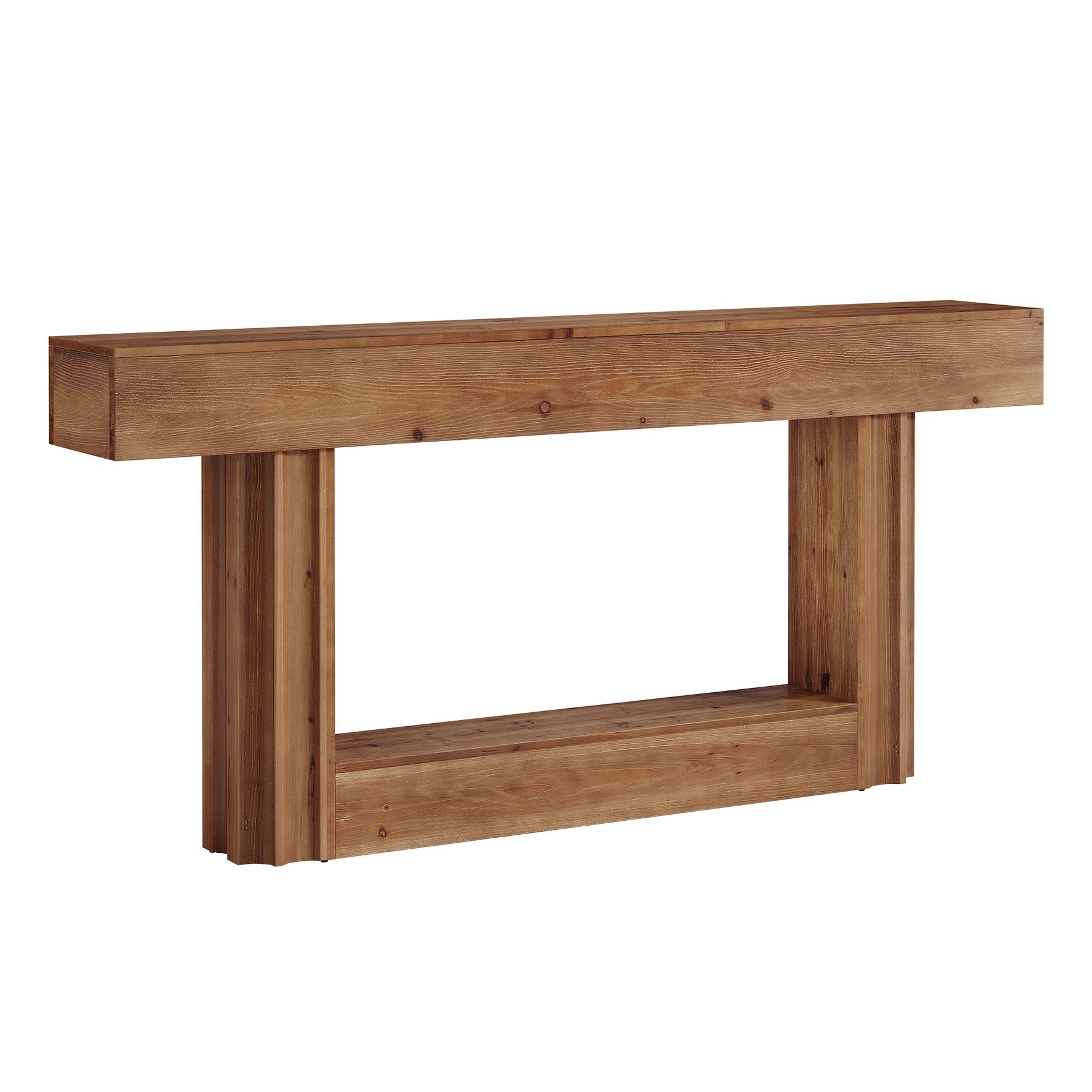 63" Solid Wood Console Table, 2-Tier Farmhouse Sofa Entryway Table with Shelf