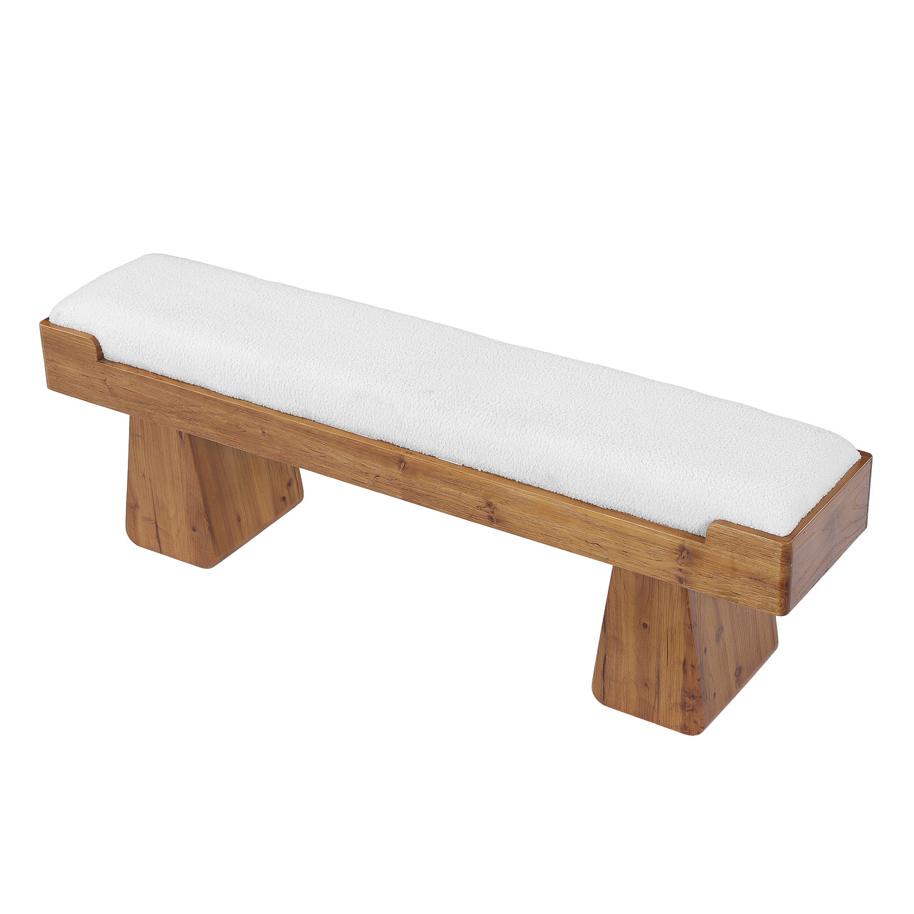 55" Upholstered Dining Bench, Solid Wood Kitchen Bench with Cushion