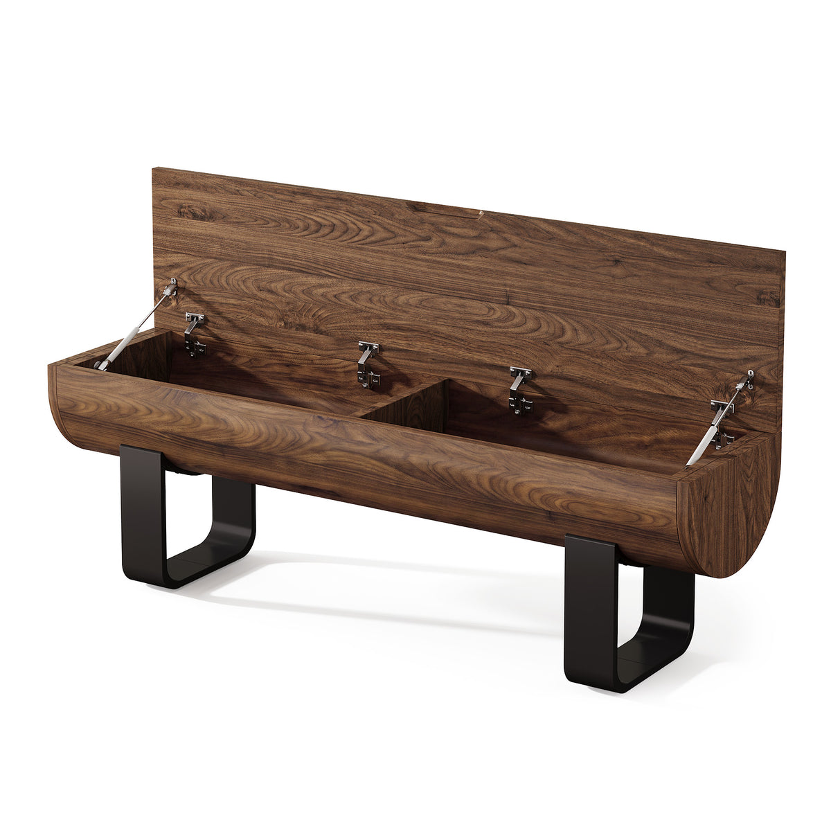 55.1" Storage Bench, Farmhouse Lift Top Entryway Shoe Bench with Metal Legs