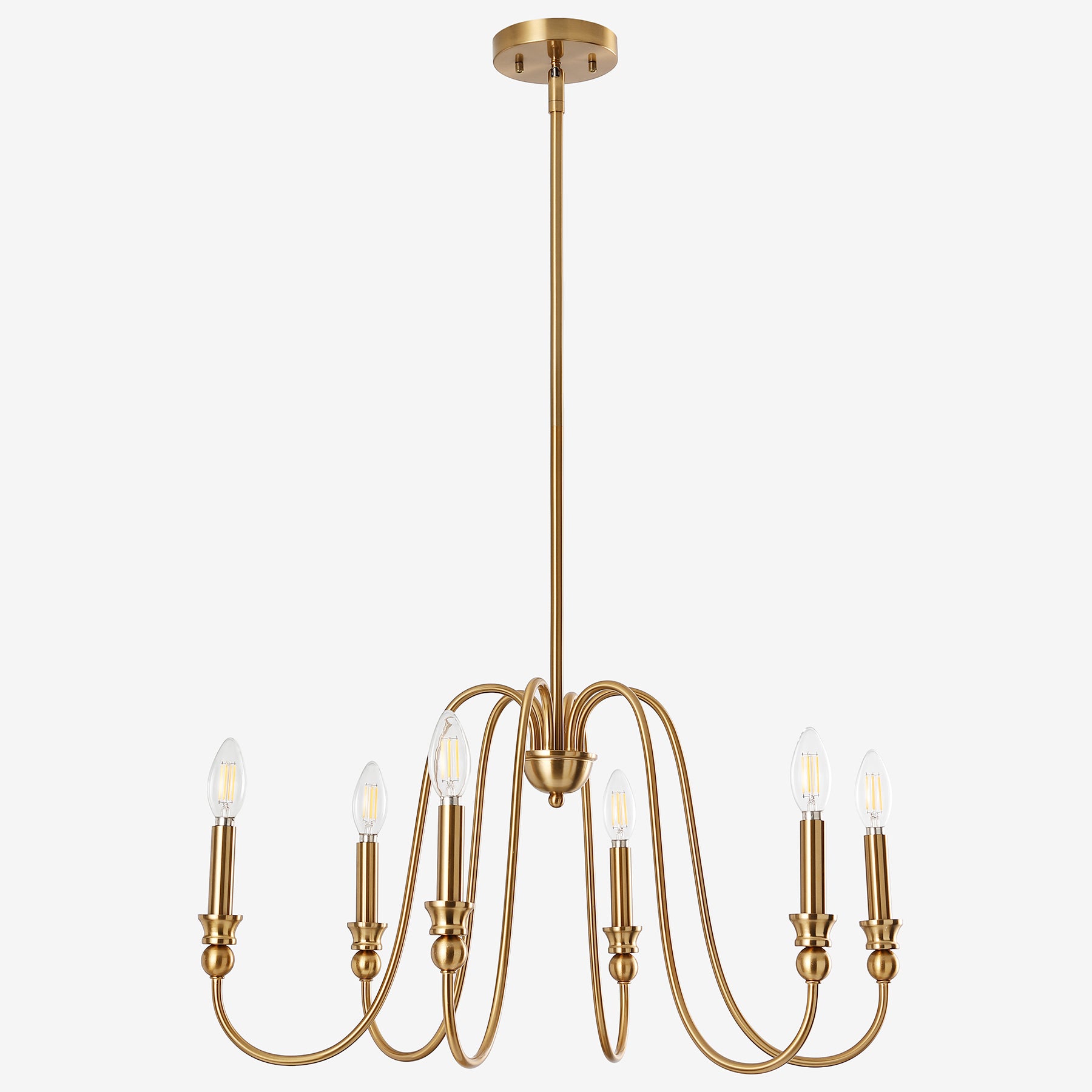 6-Light Chandelier, Modern Adjustable Ceiling Pendant Light Fixture with U-Shaped Arms