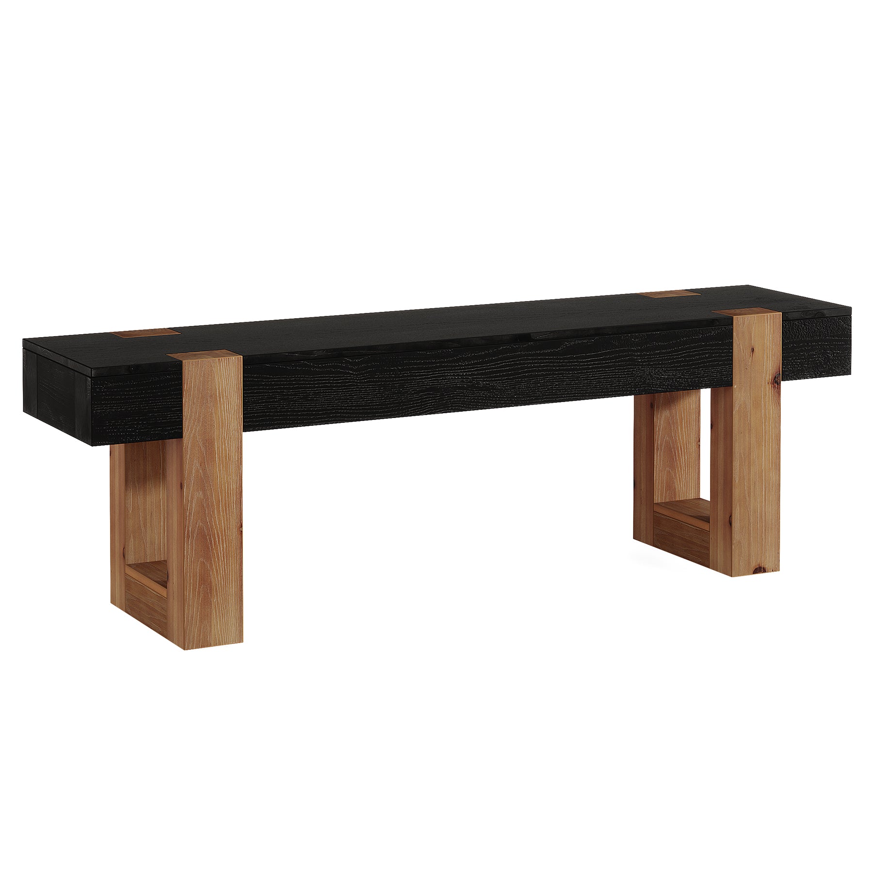 55" Solid Wood Dining Bench, Farmhouse Wooden Entryway Bench