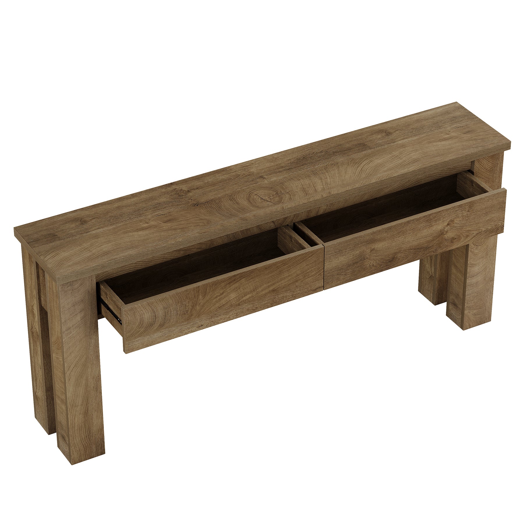 63" Console Table with 2 Drawers, Farmhouse Entryway Sofa Table Behind Couch