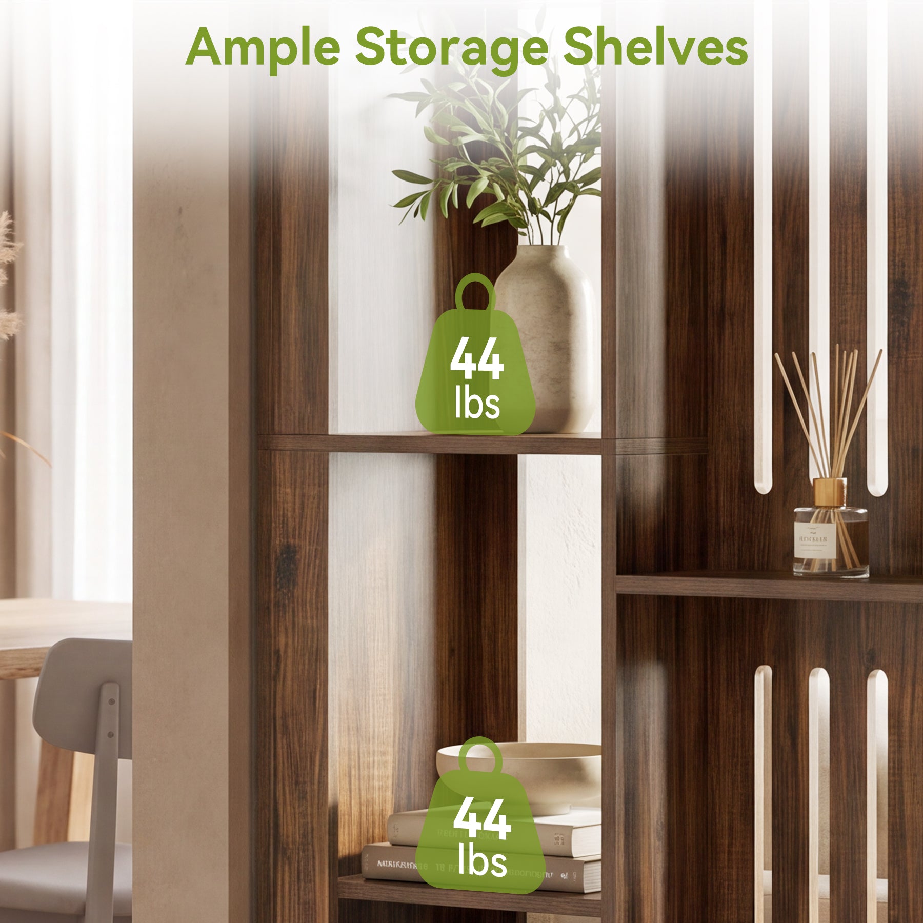 70.87" Wall Room Divider, Farmhouse Wall Partition with Storage Shelves for Living Room