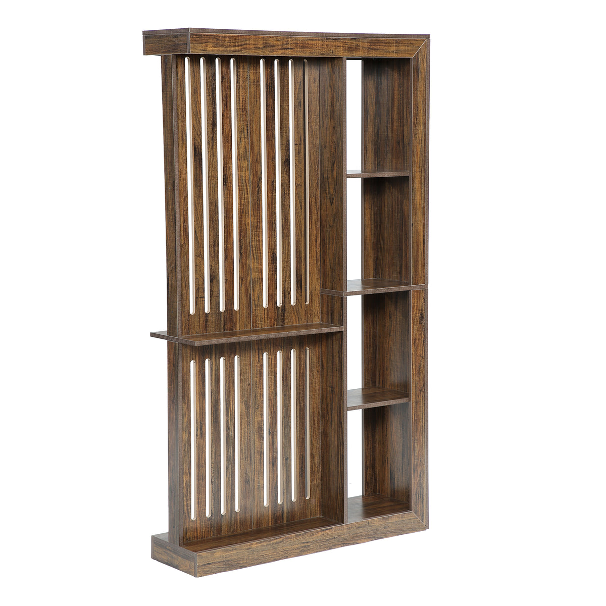 70.87" Wall Room Divider, Farmhouse Wall Partition with Storage Shelves for Living Room