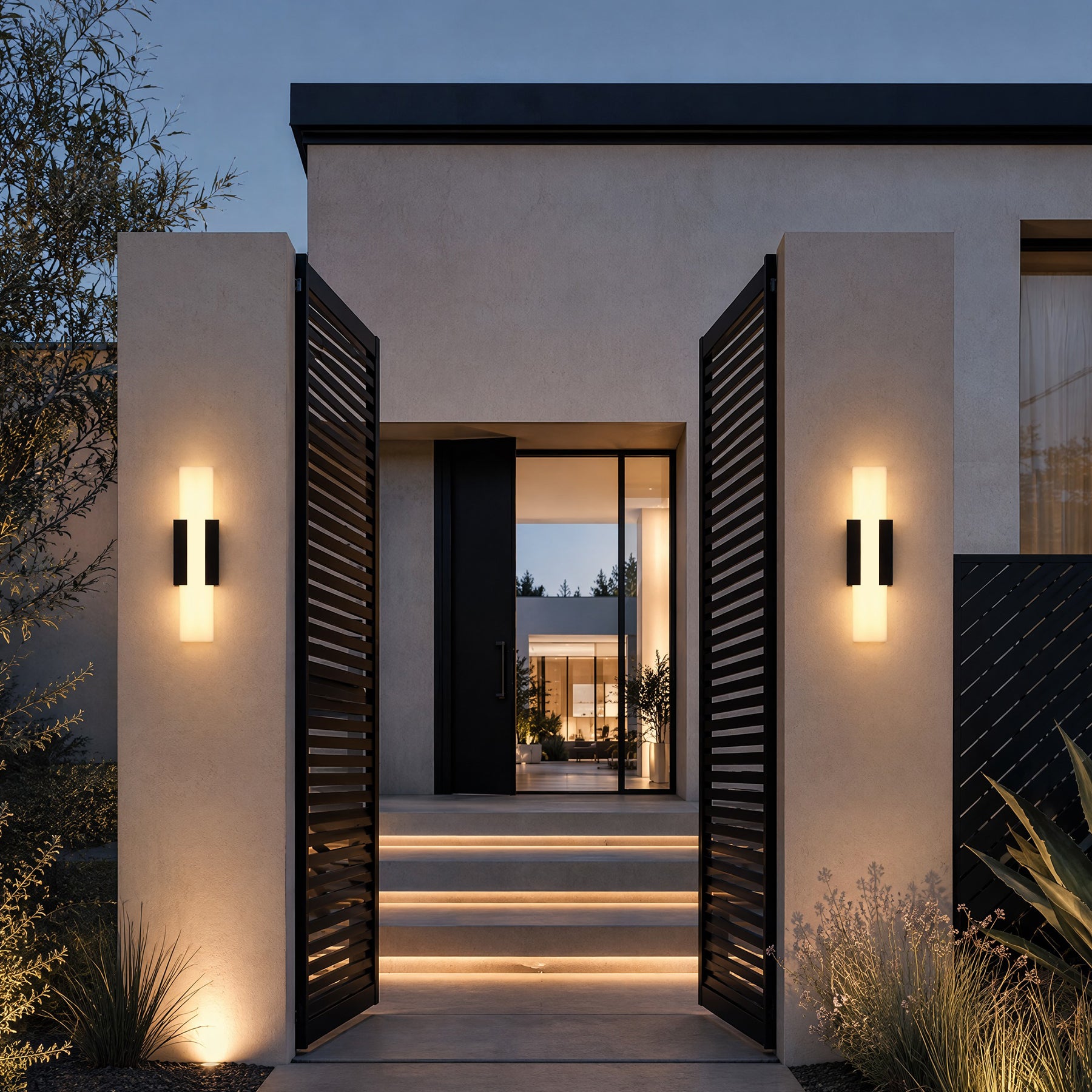 Outdoor Wall Light, Modern Exterior Wall Sconce with Metal Base & Acrylic Shade