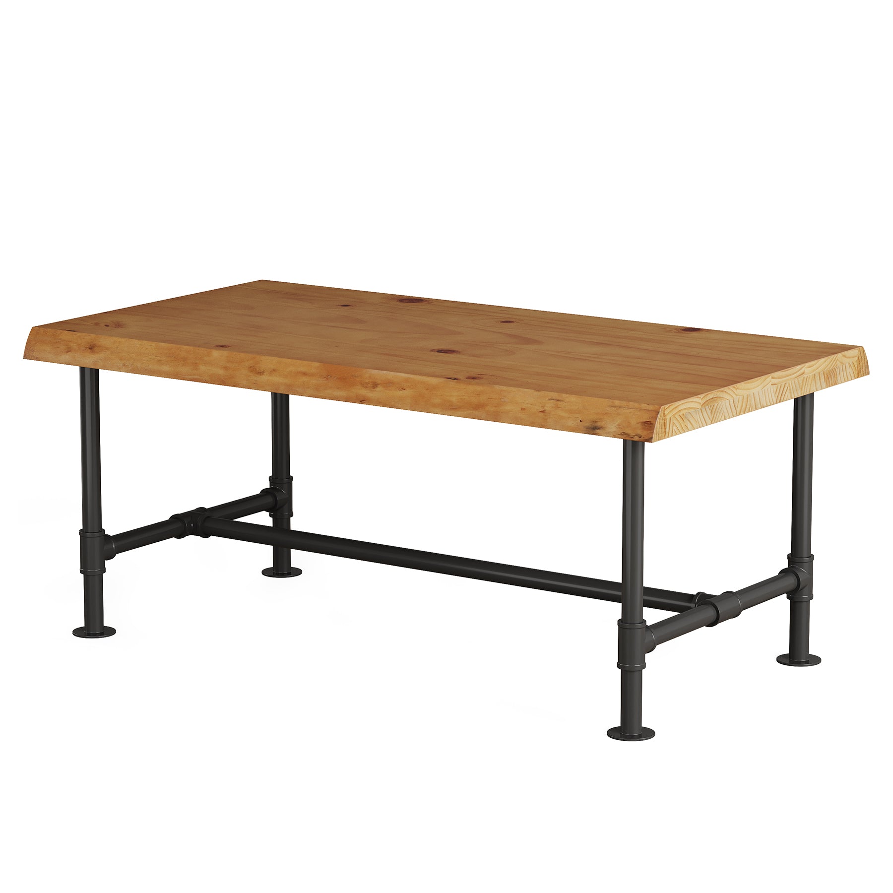 Tribesigns 47.2" Live Edge Coffee Table, Pine Wood Center Table for Living Room