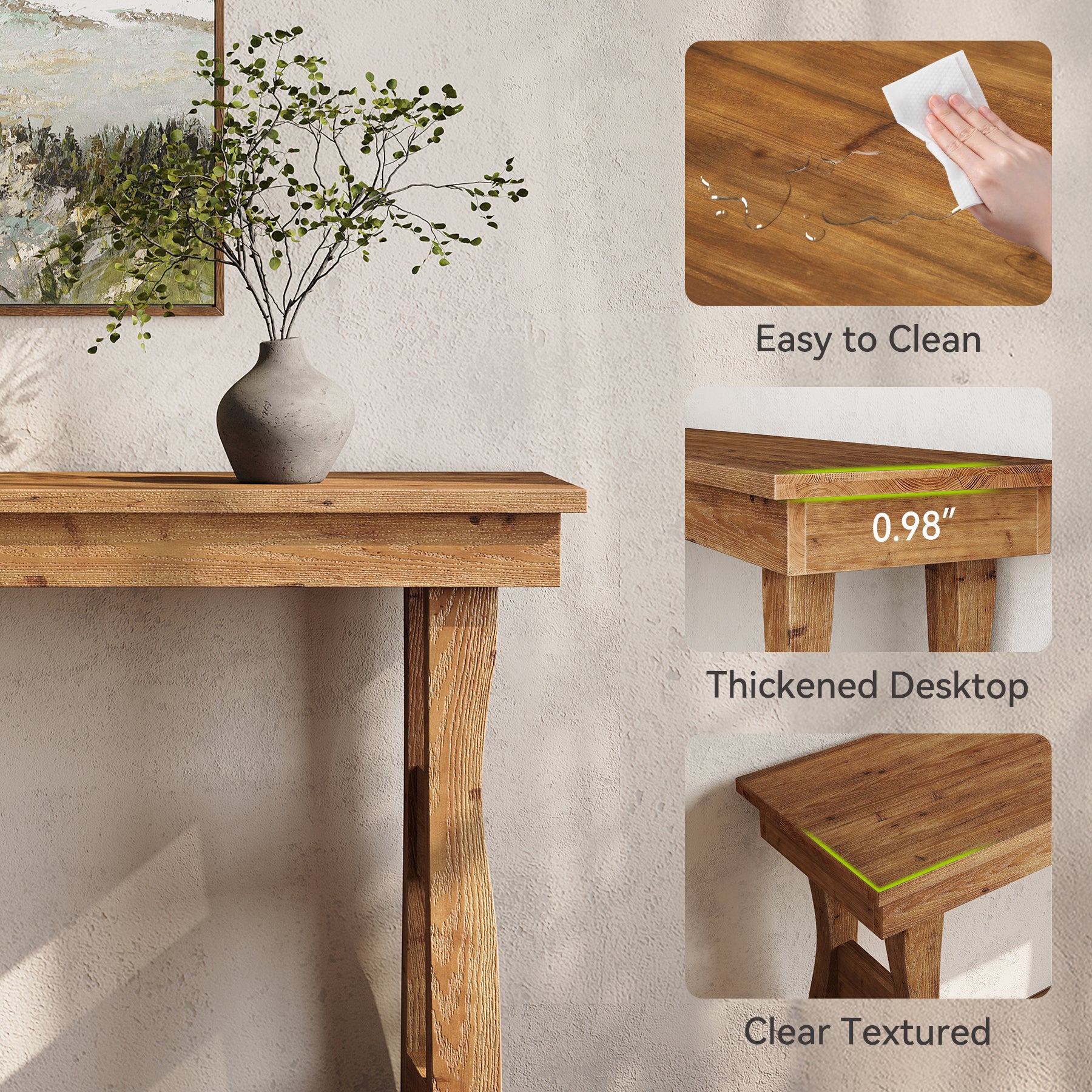 59" Solid Wood Console Table Sofa Table Behind The Couch