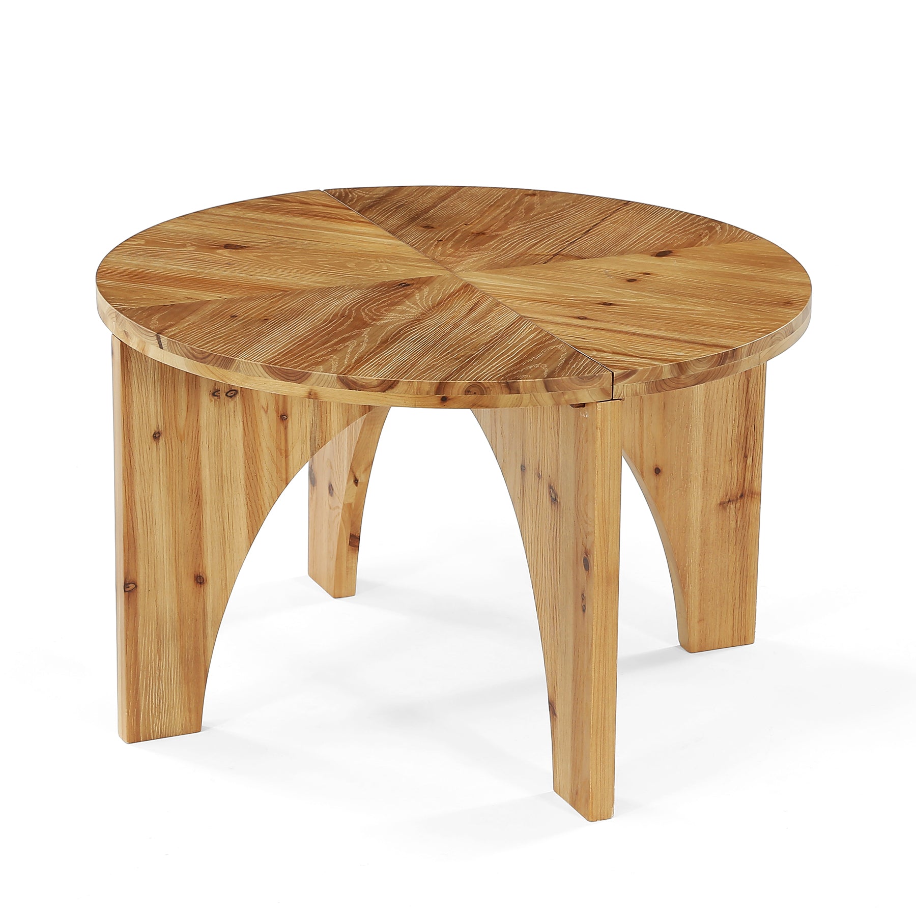 31.5" Round Coffee Table, Farmhouse Solid Wood Center Table with Curved Legs