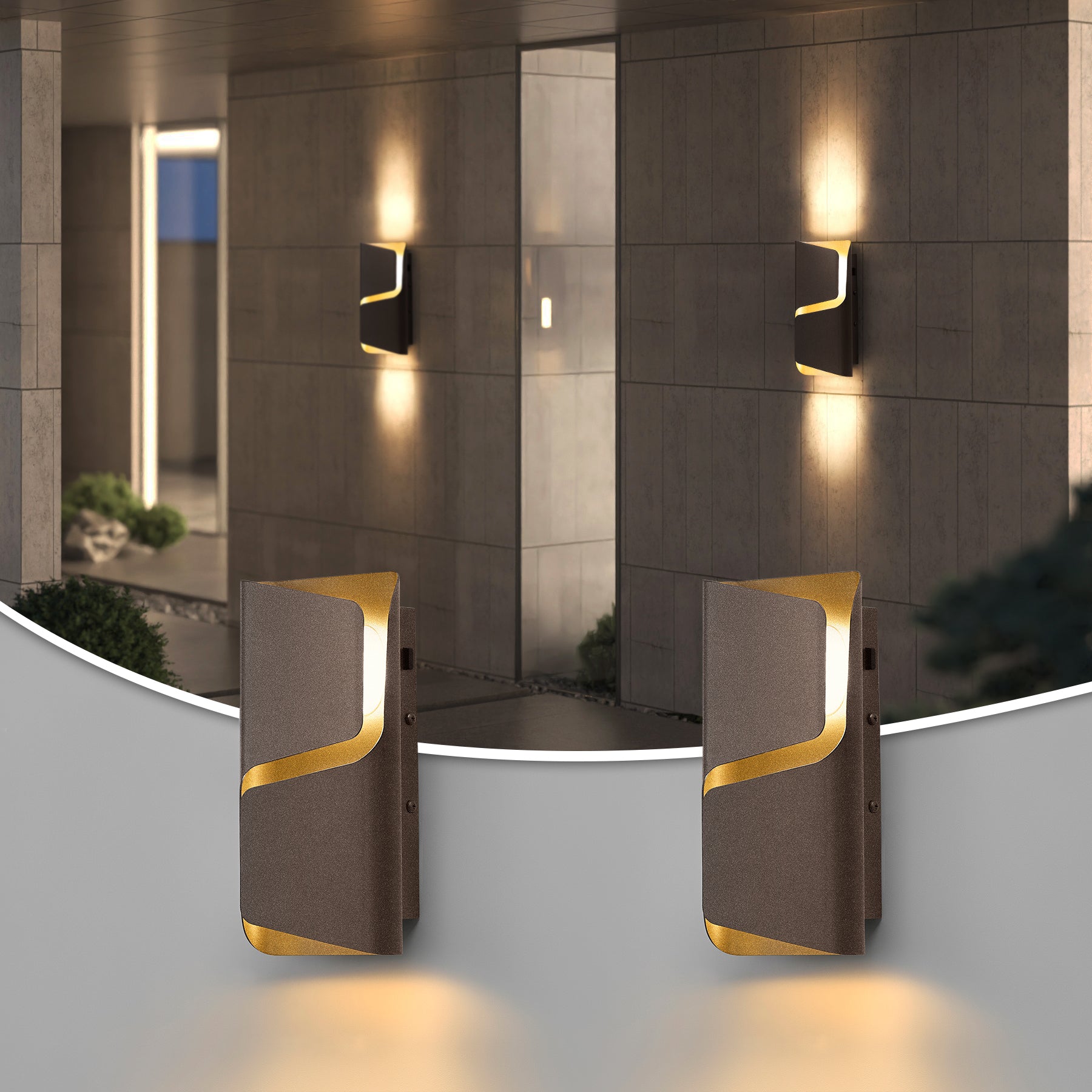 11.8" Modern Wall Lights, 2 Pack LED Wall Sconce Outdoor Patio Wall Light Fixture with 3CCT