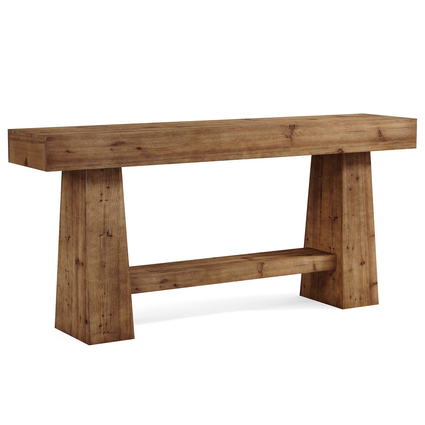 Solid Wood Console Table, 63" Wooden Entryway Sofa Table with Storage