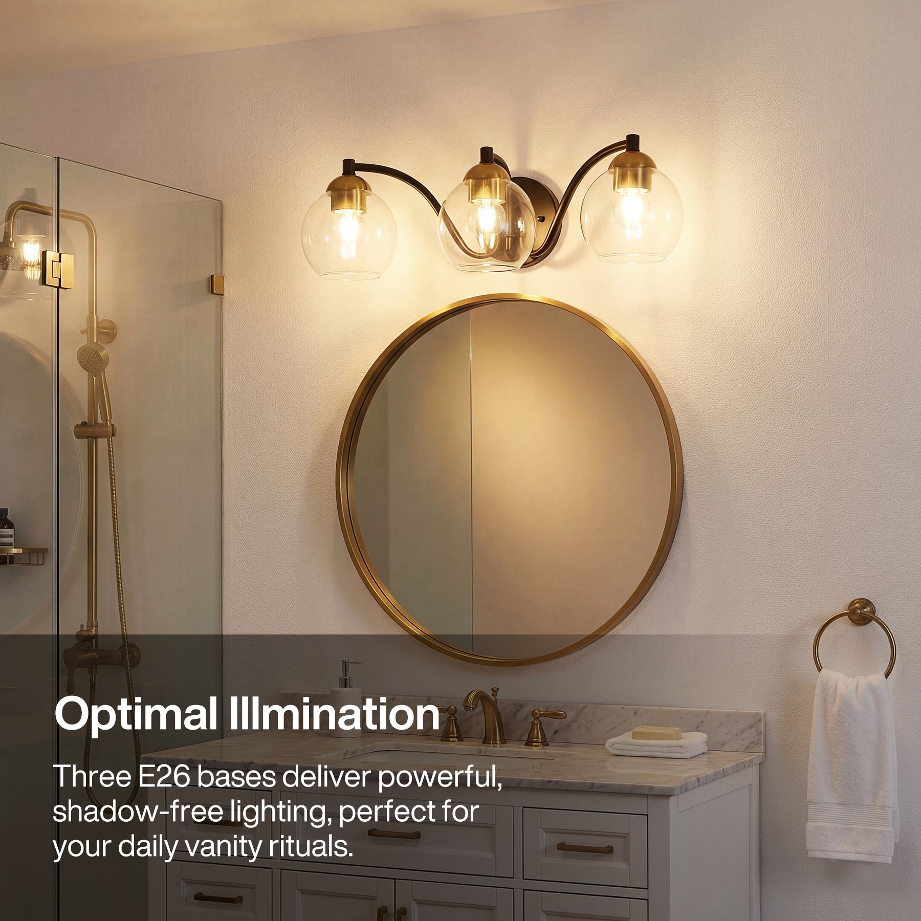 3-Light Bathroom Vanity Light, Modern Wall Sconce Lighting Fixture for Bathroom, Bedroom