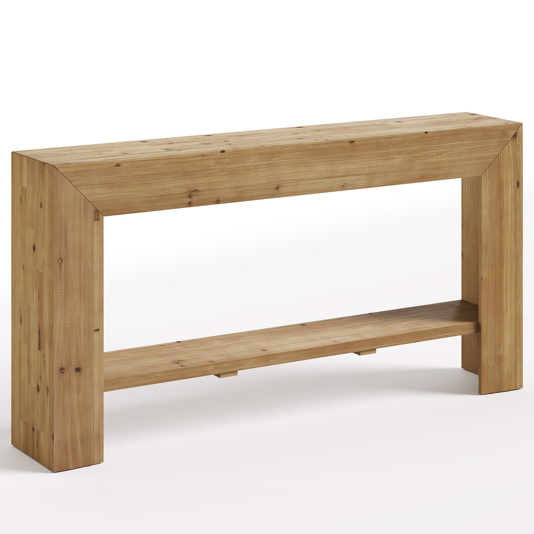 63" Solid Wood Console Table, Narrow Entryway Table with Storage