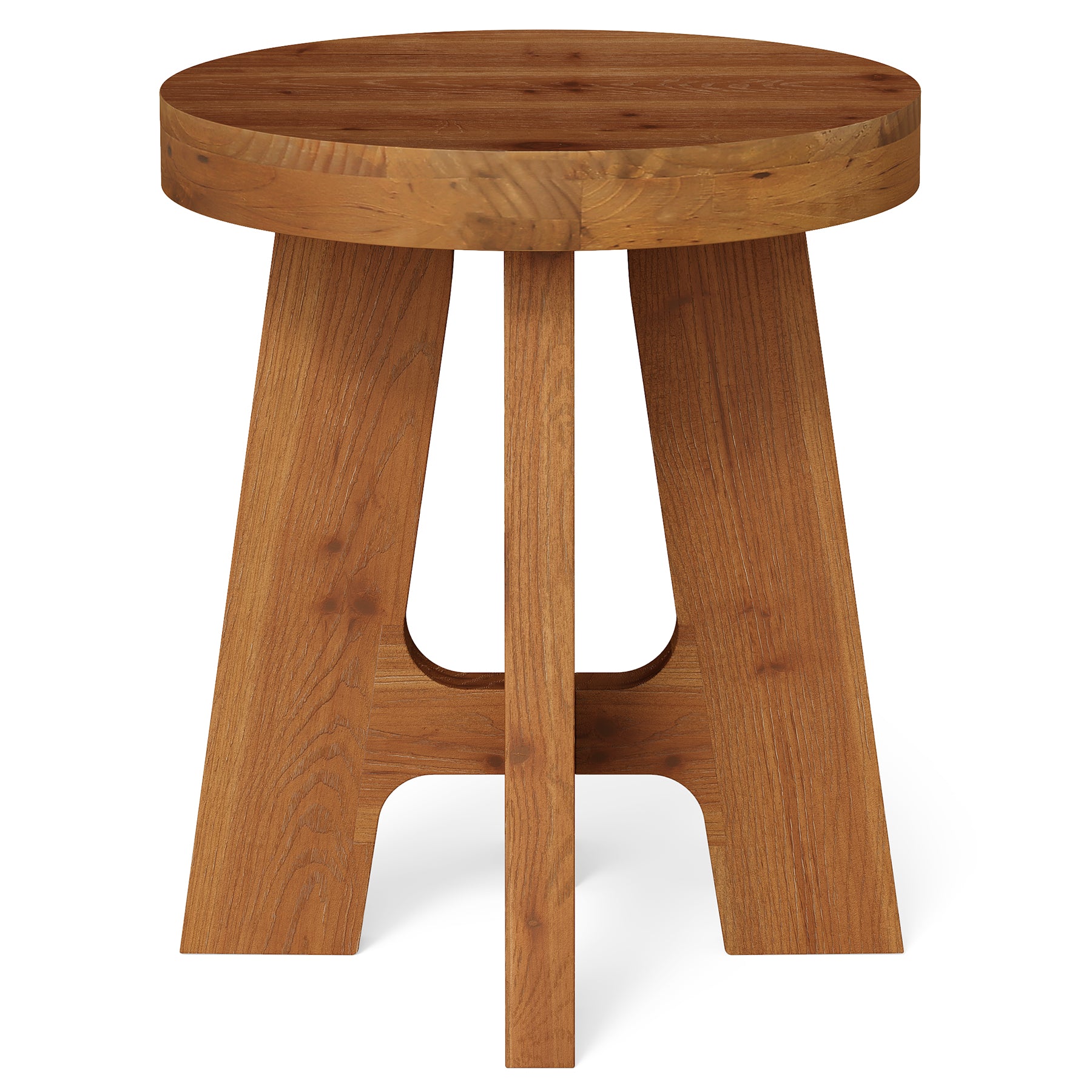 Solid Wood End Table, Round Side Table with Heavy-Duty Legs for Couch