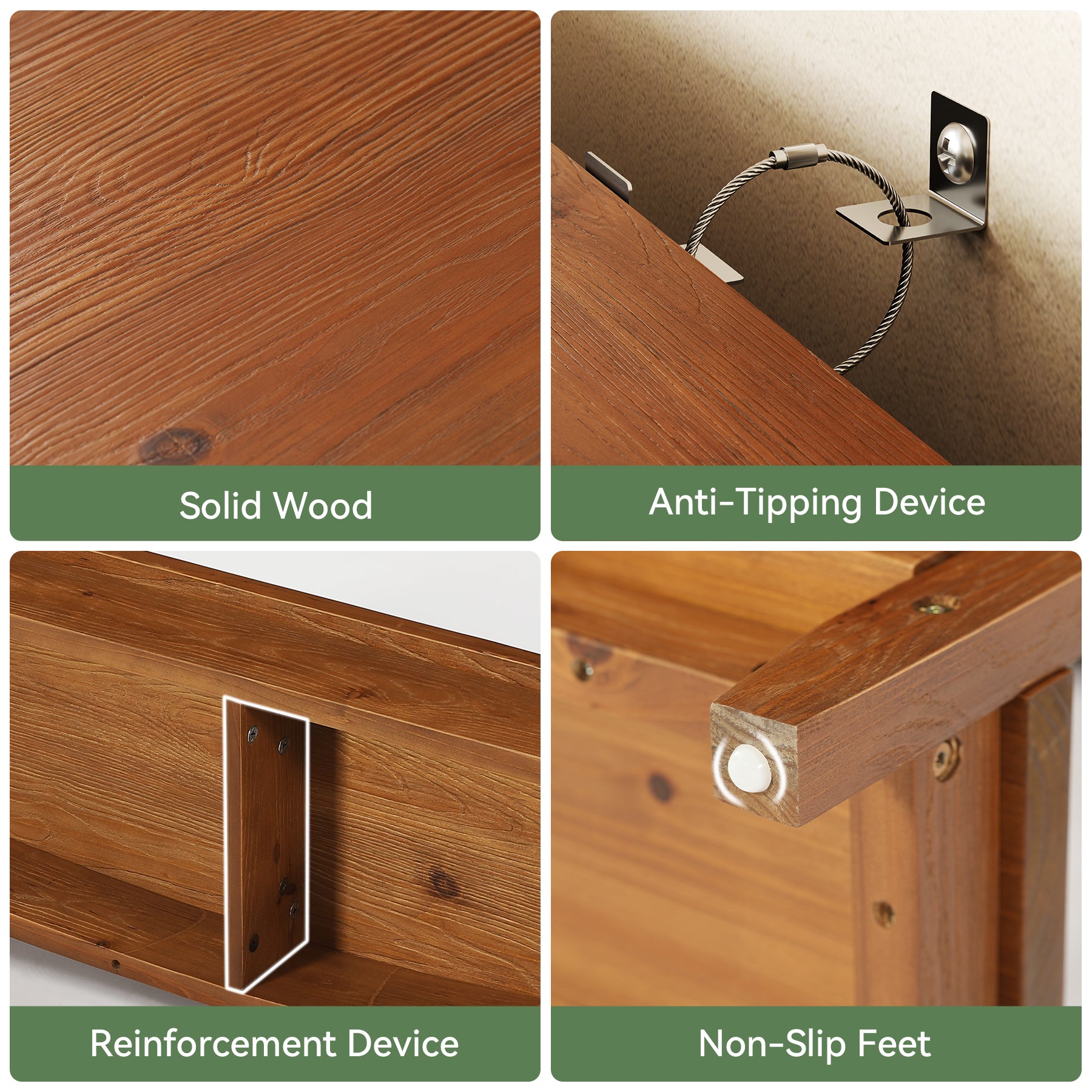 41.3" Solid Wood Console Table, Farmhouse Entryway Table With Storage Shelf