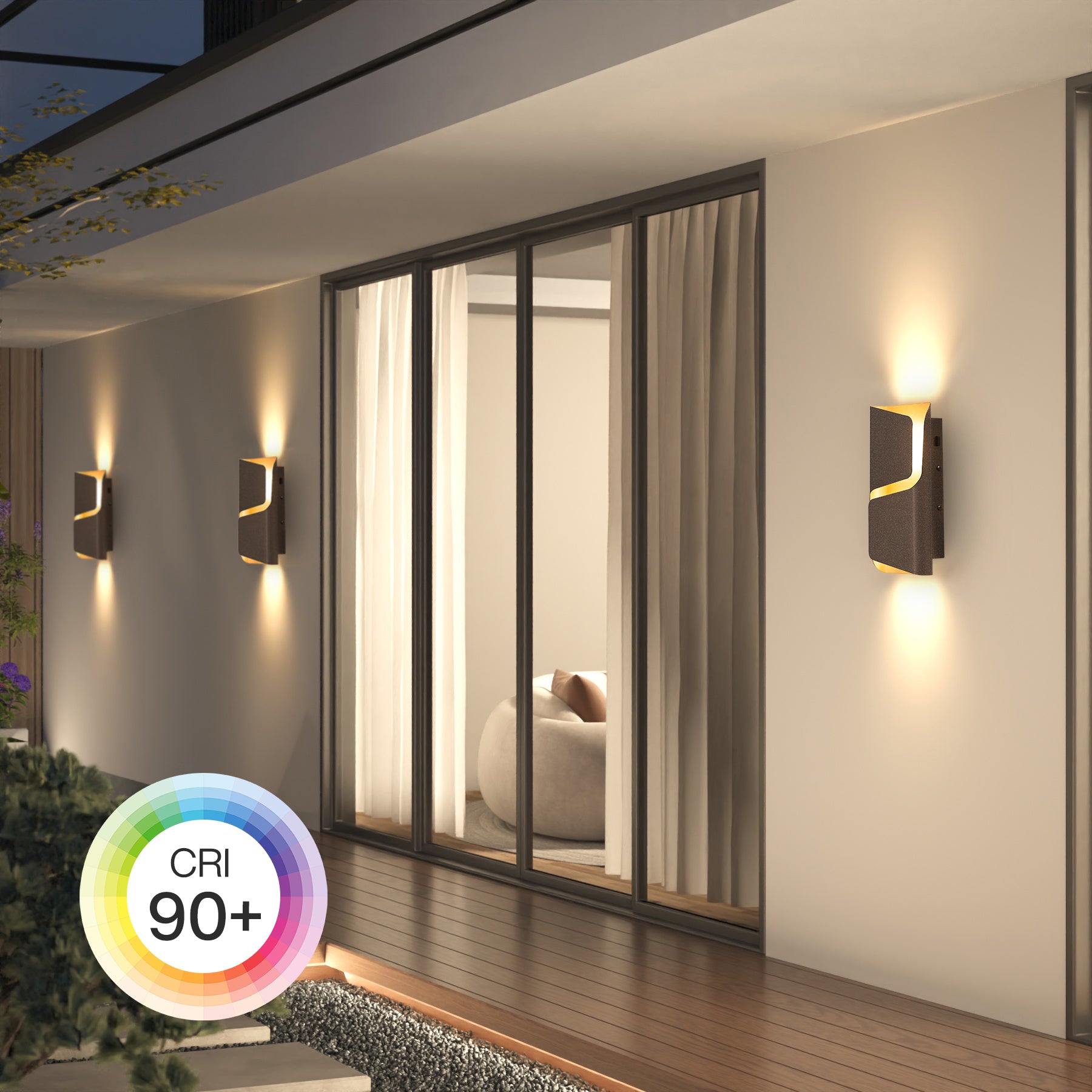 11.8" Modern Wall Lights, 2 Pack LED Wall Sconce Outdoor Patio Wall Light Fixture with 3CCT