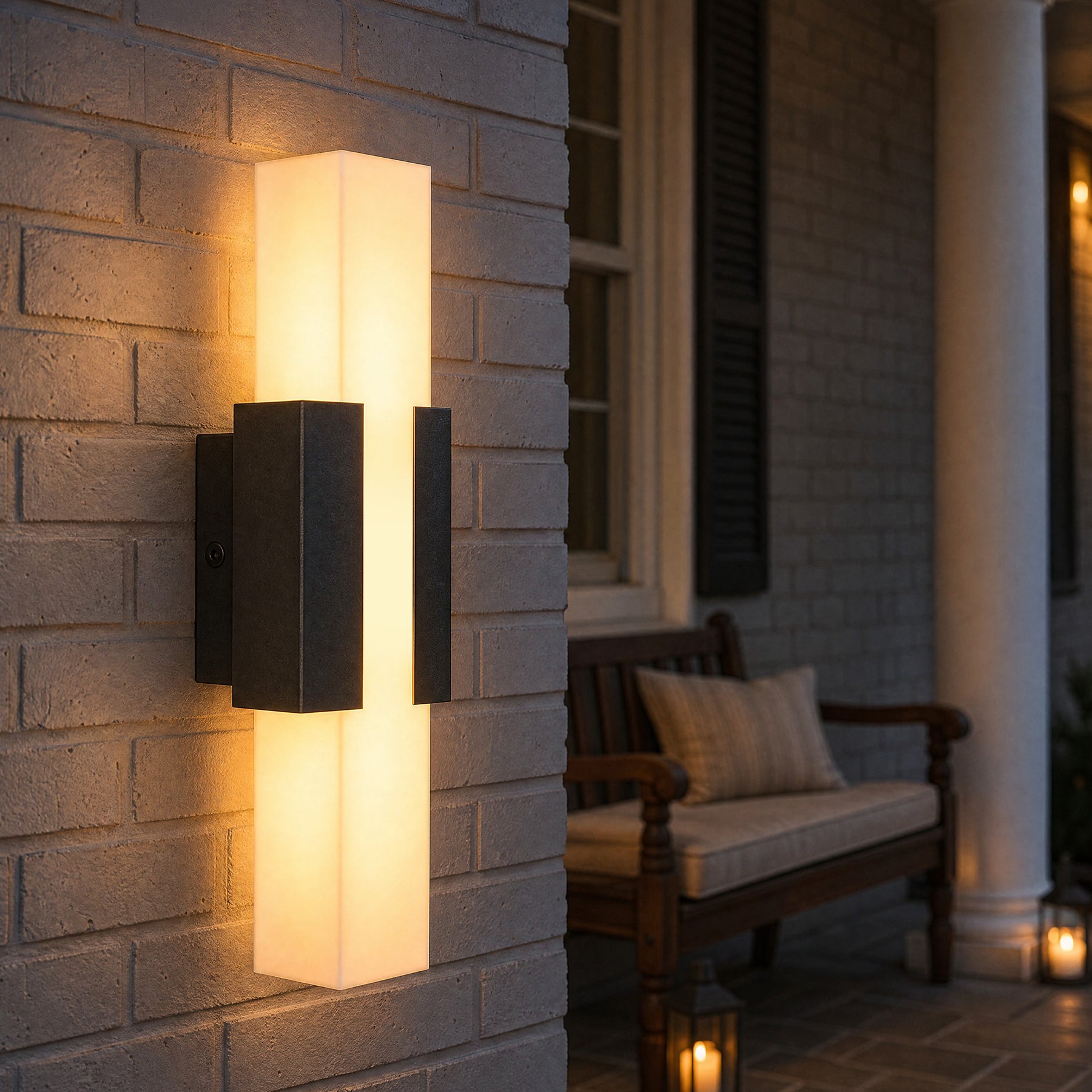 Outdoor Wall Light, Modern Exterior Wall Sconce with Metal Base & Acrylic Shade