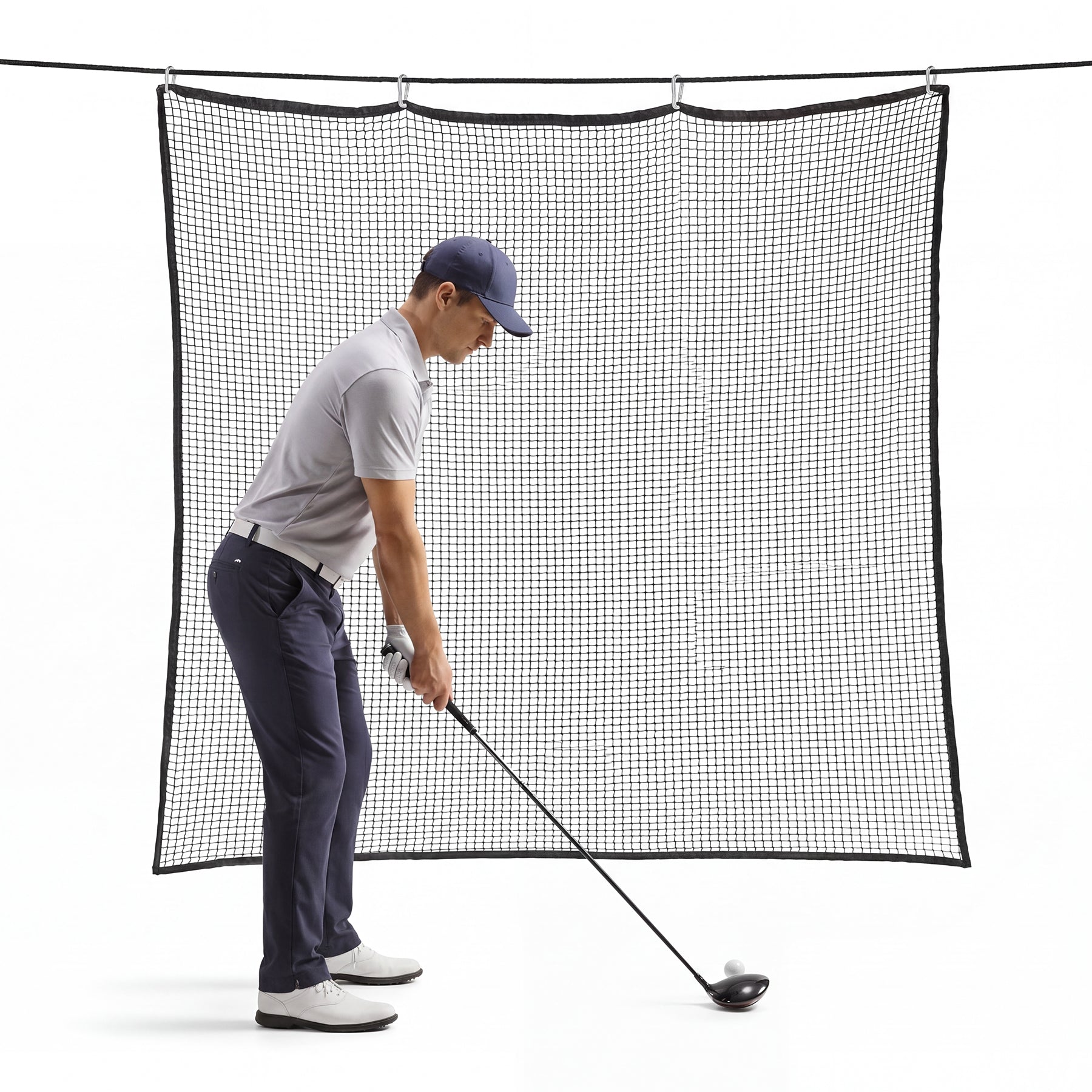 Sports Netting, Nylon Golf Net 10x10, High Impact Golf Practice Net for Backyard, 4 Hooks & 12 Bungee Cords