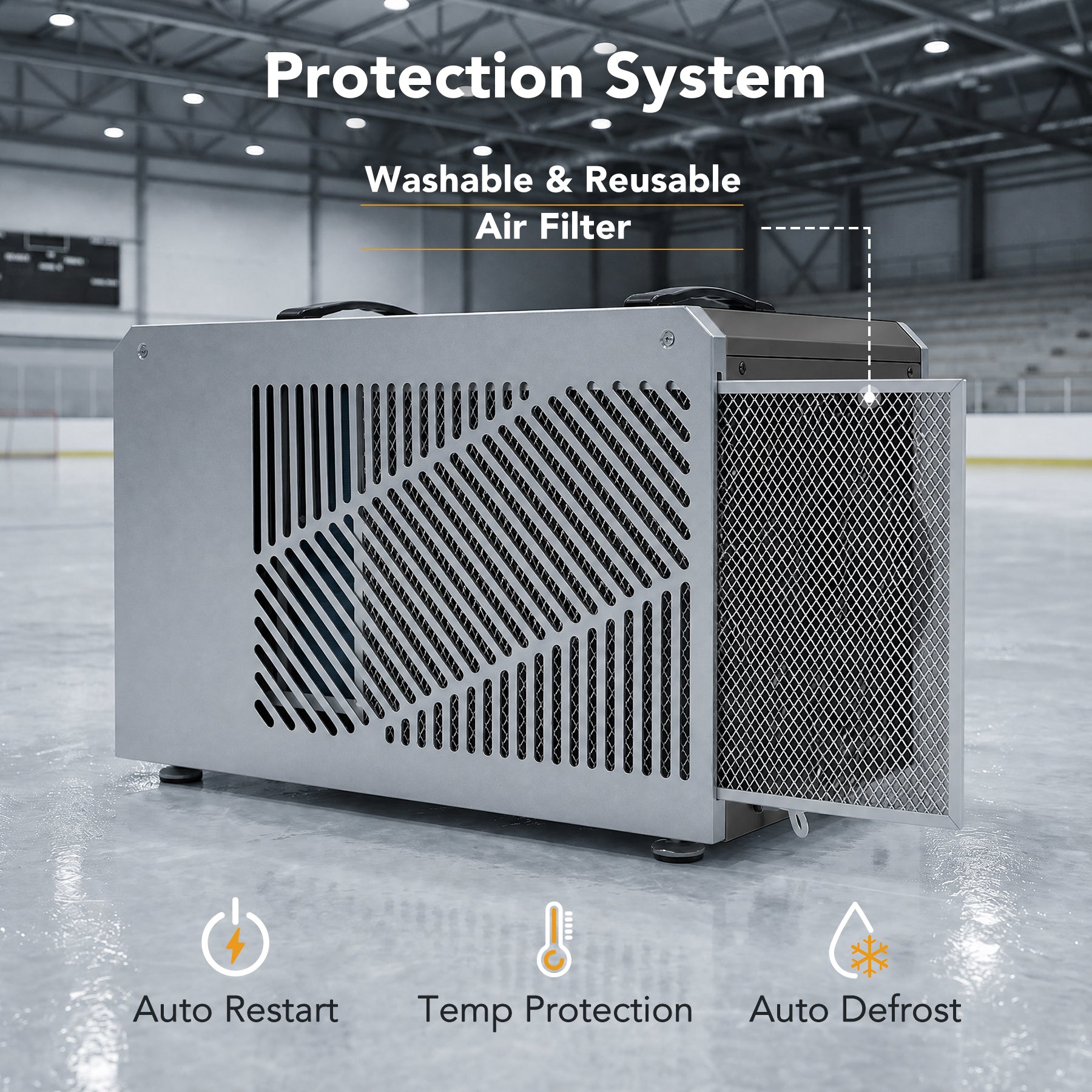 145 Pints Commercial Dehumidifier with Pump & Drain Hose for 1600 Sq. Ft, Auto Defrost, Washable Filter