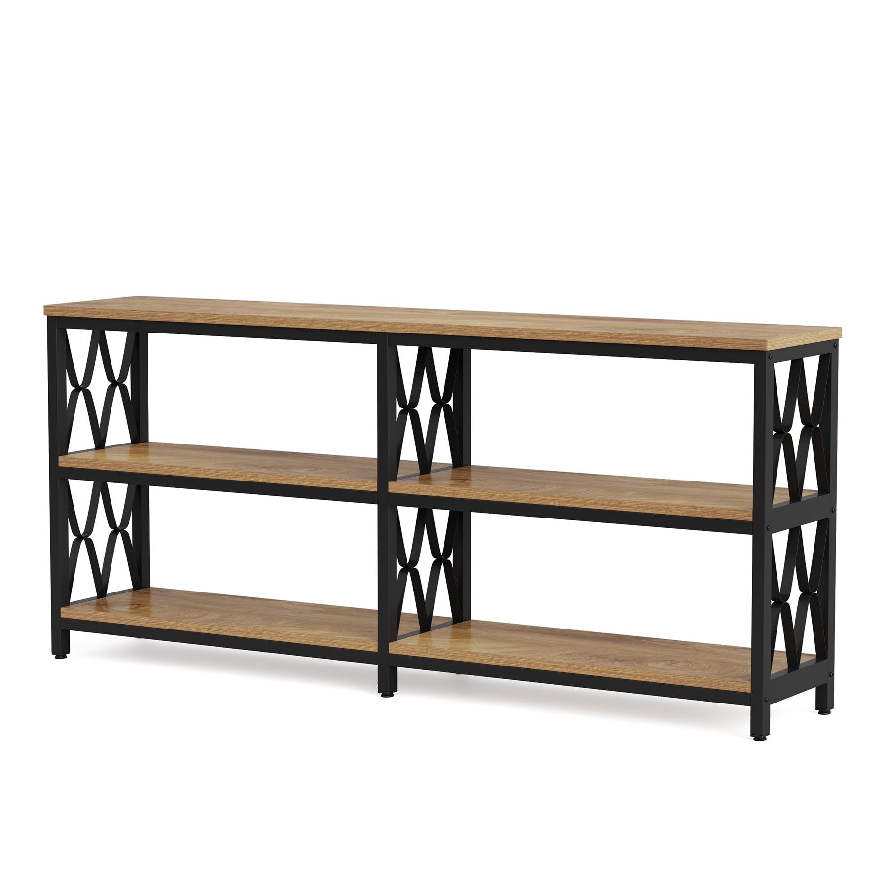 3-Tier Console Table, 70.9" Industrial Sofa Foyer Table for Living Room