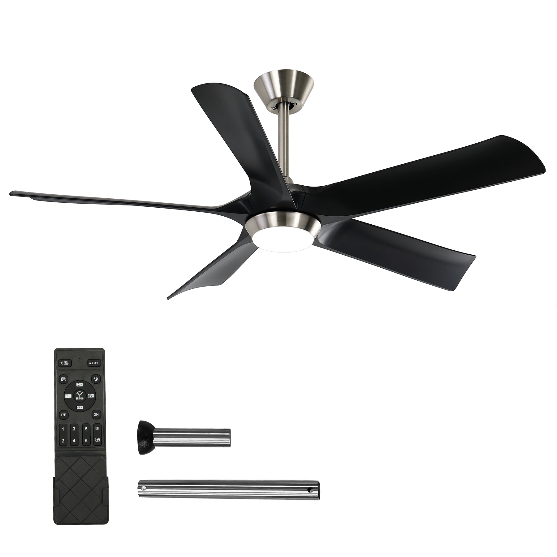 52" Ceiling Fan, Modern 5-Blade Dimmable LED Reversible Fan Light for Living Room