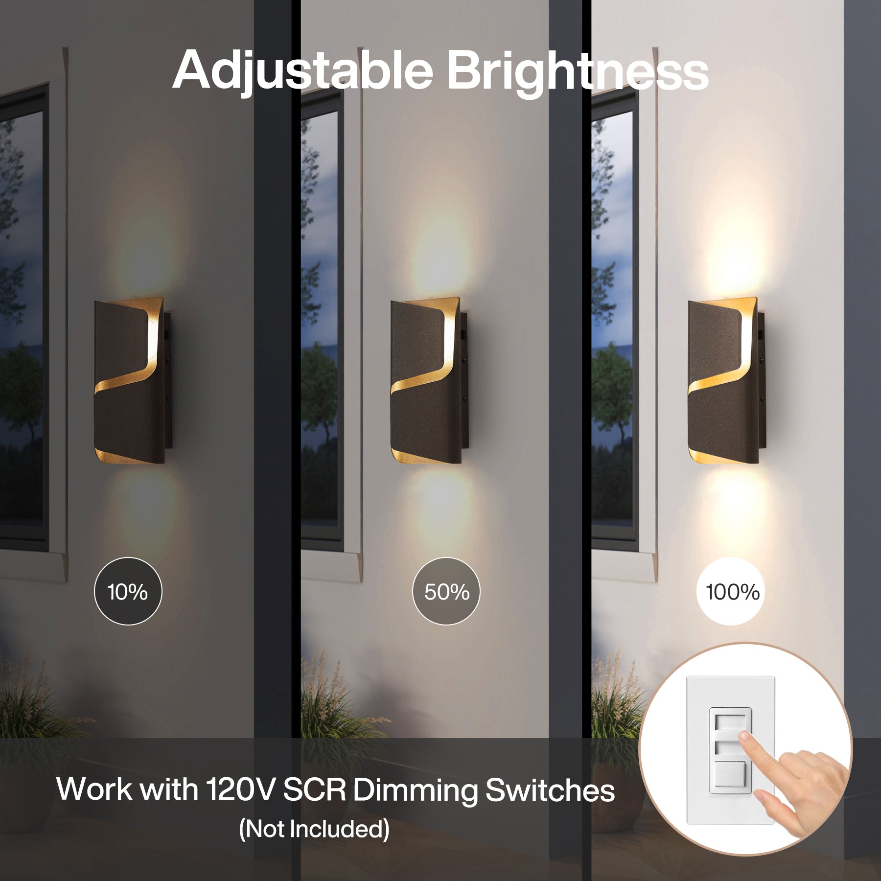 11.8" Modern Wall Lights, 2 Pack LED Wall Sconce Outdoor Patio Wall Light Fixture with 3CCT