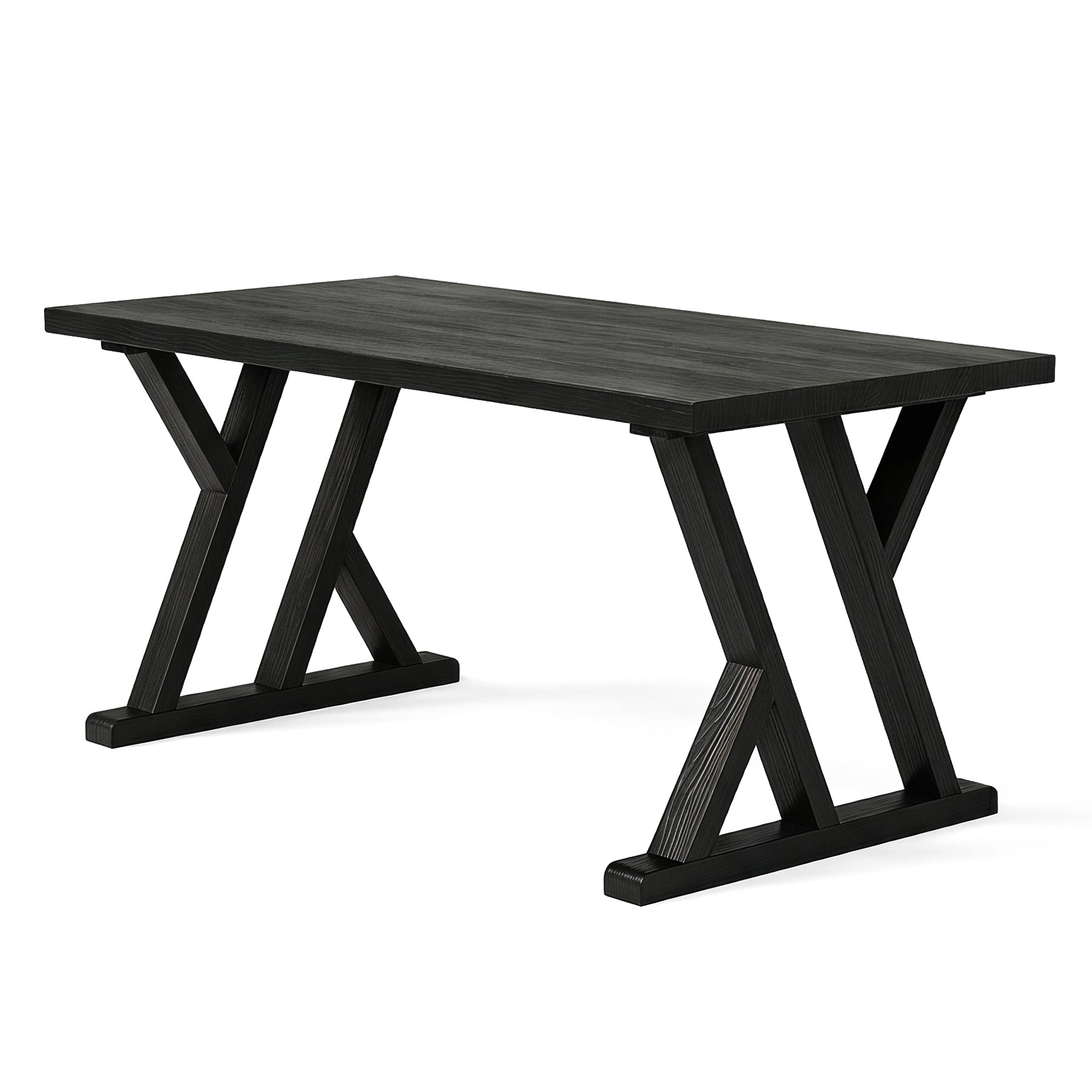 63" Wood Dining Table, Farmhouse Kitchen Dinner Table for 4-6 People