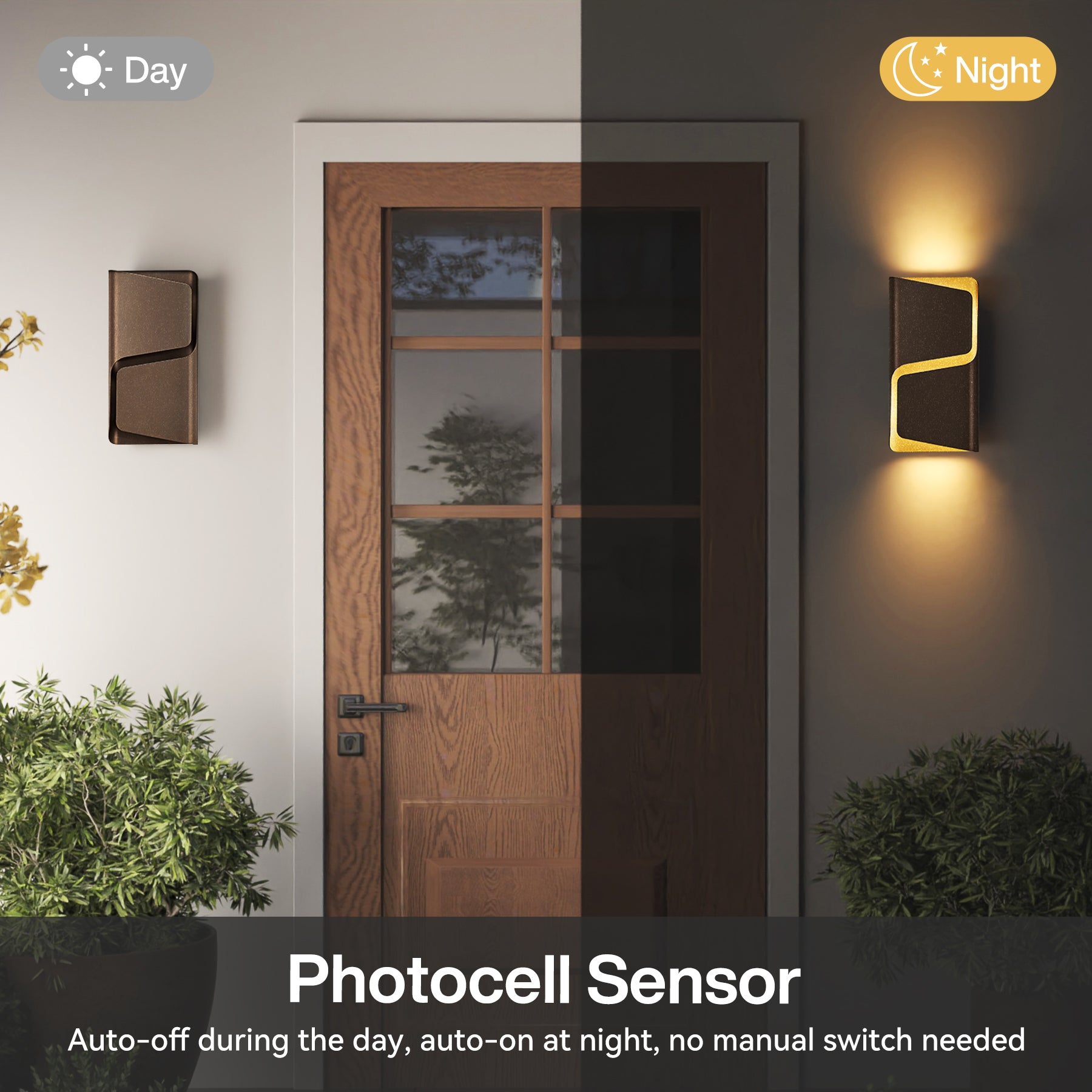 11.8" Modern Wall Lights, 2 Pack LED Wall Sconce Outdoor Patio Wall Light Fixture with 3CCT