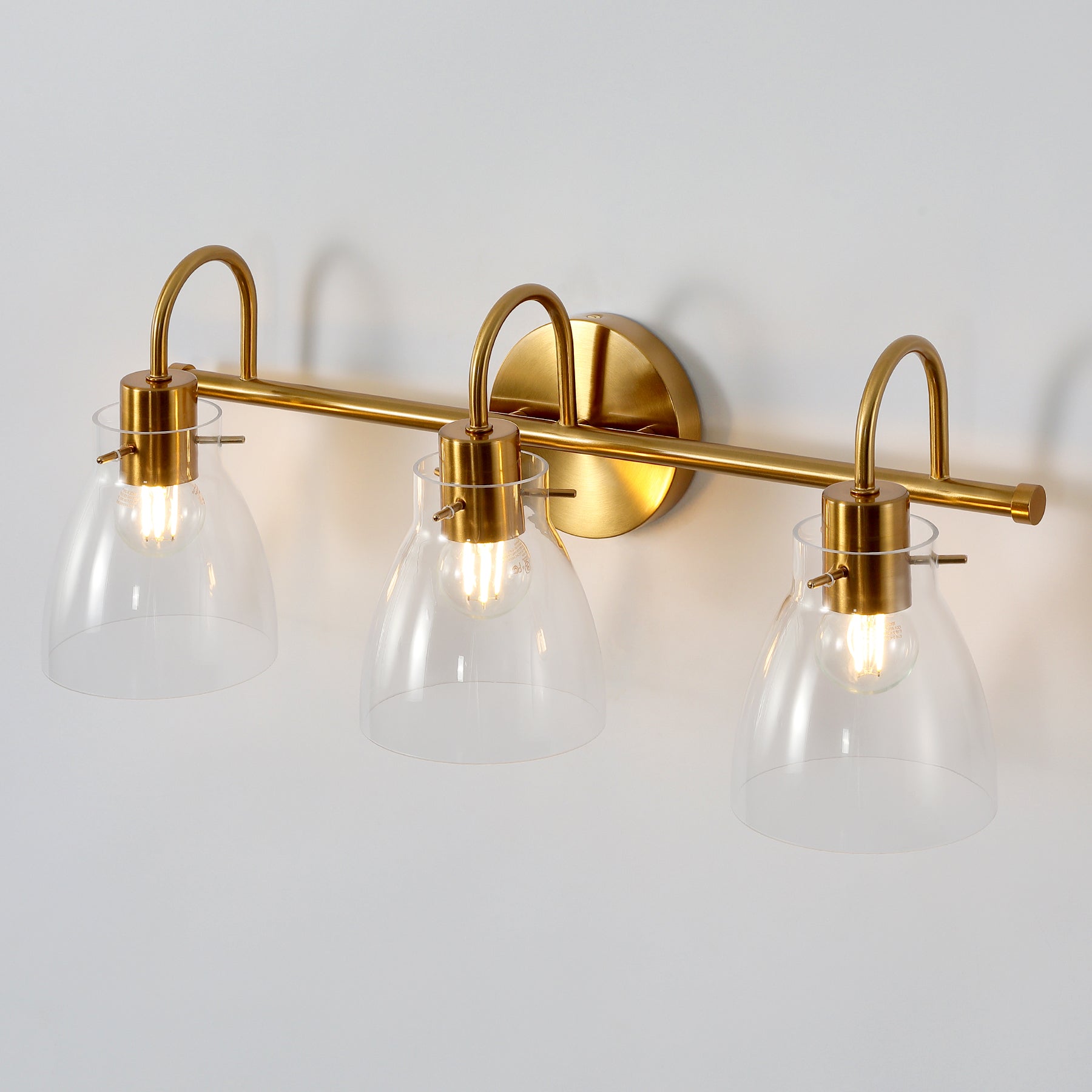 Bathroom Light Fixtures, 3-Light Vanity Lights with Clear Glass Shade