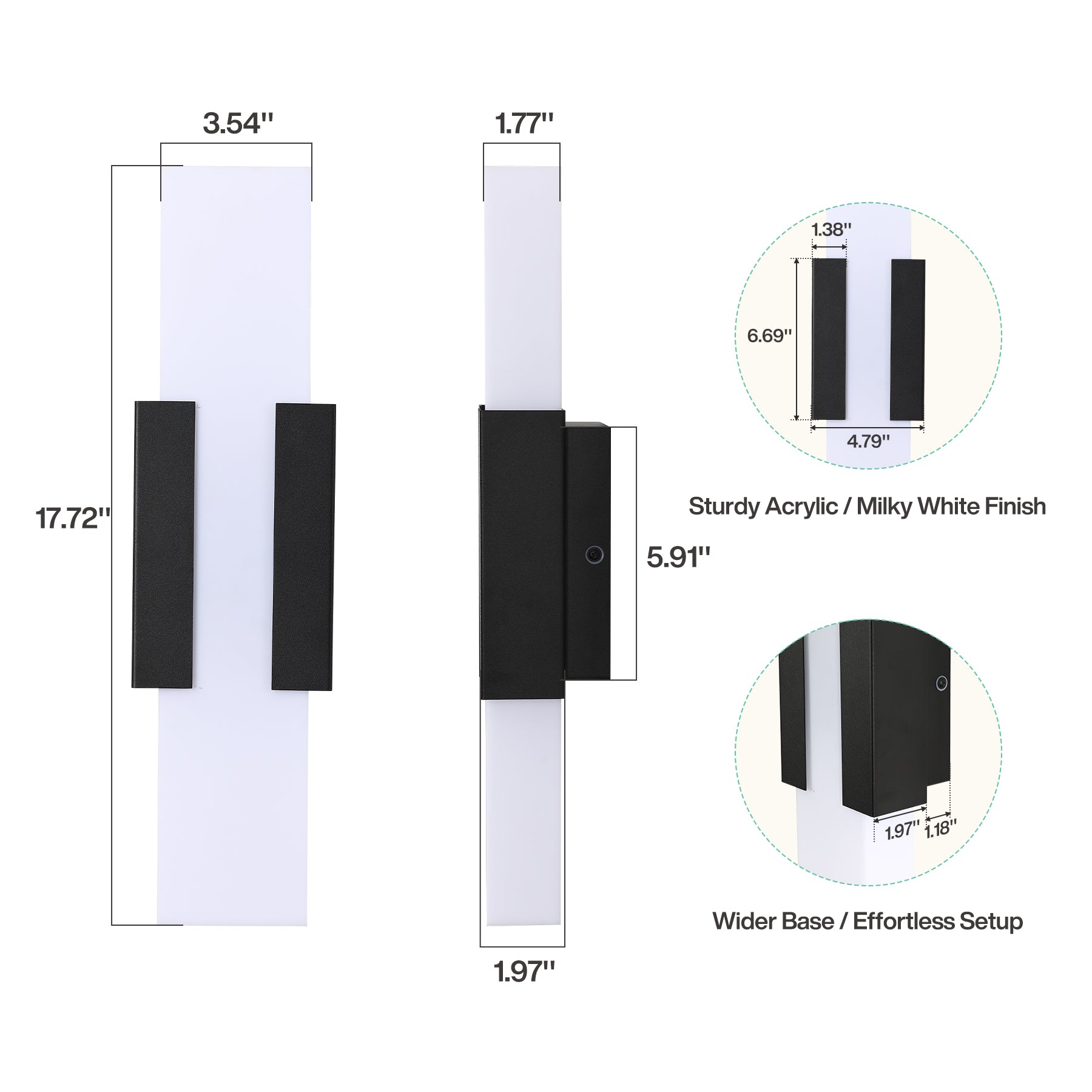 Outdoor Wall Light, Modern Exterior Wall Sconce with Metal Base & Acrylic Shade
