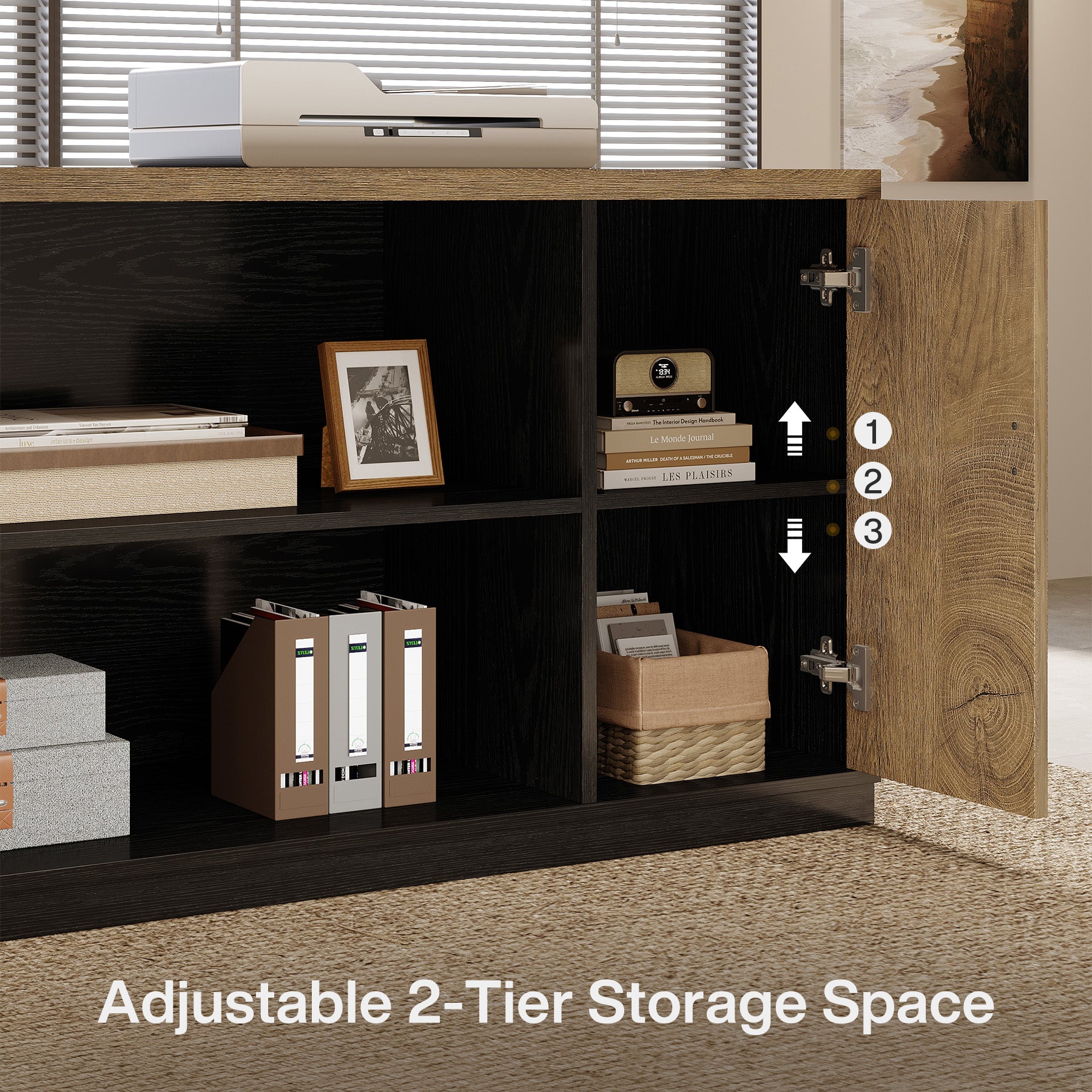86.6" L-Shaped Executive Desk, Large Computer Desk with Drawers & 55" File Cabinet
