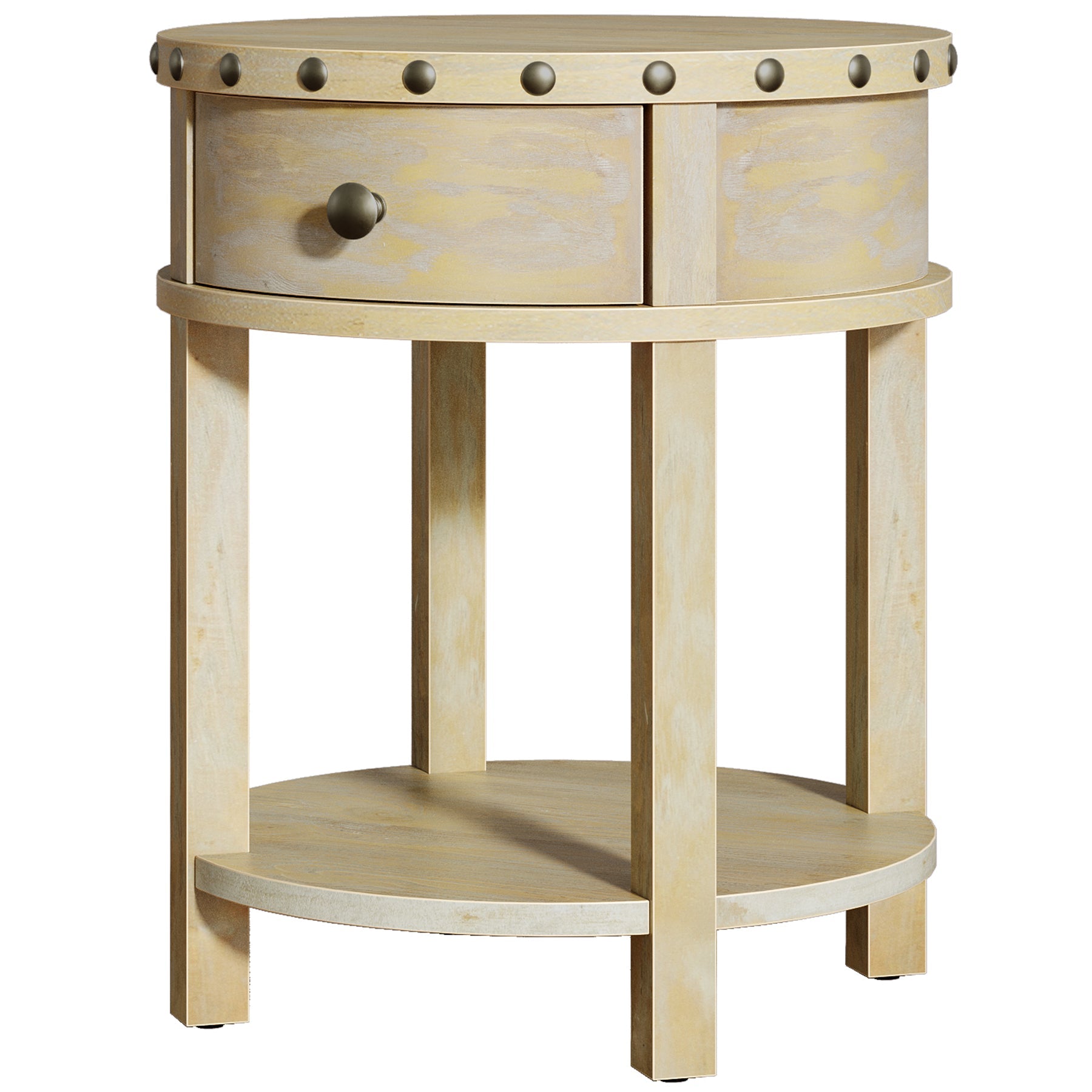 19.6" End Table, Small Side Table with Drawer and Bottom Shelf Tribesigns