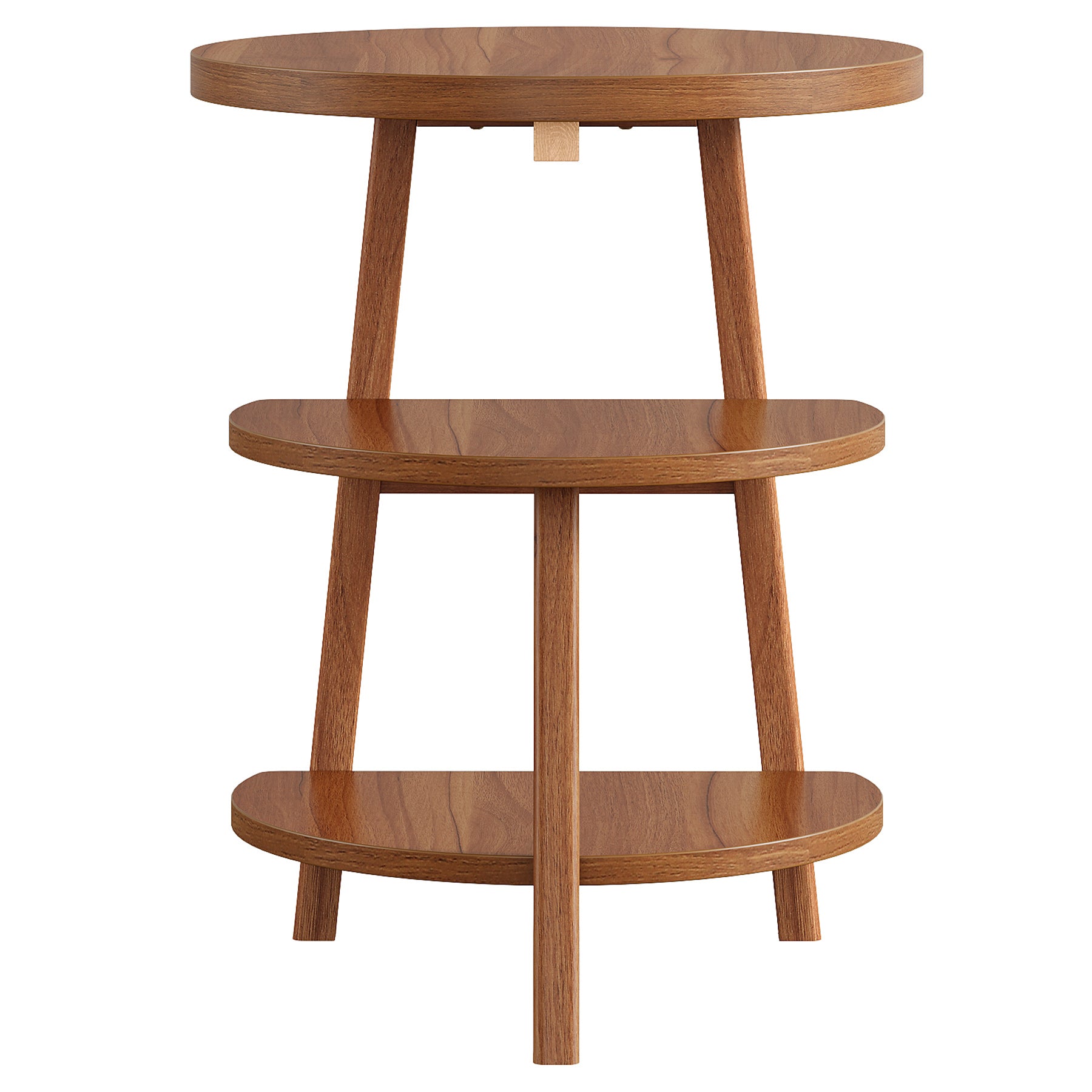 19" End Table, Round Side Accent Table with 3-Tier Shelves
