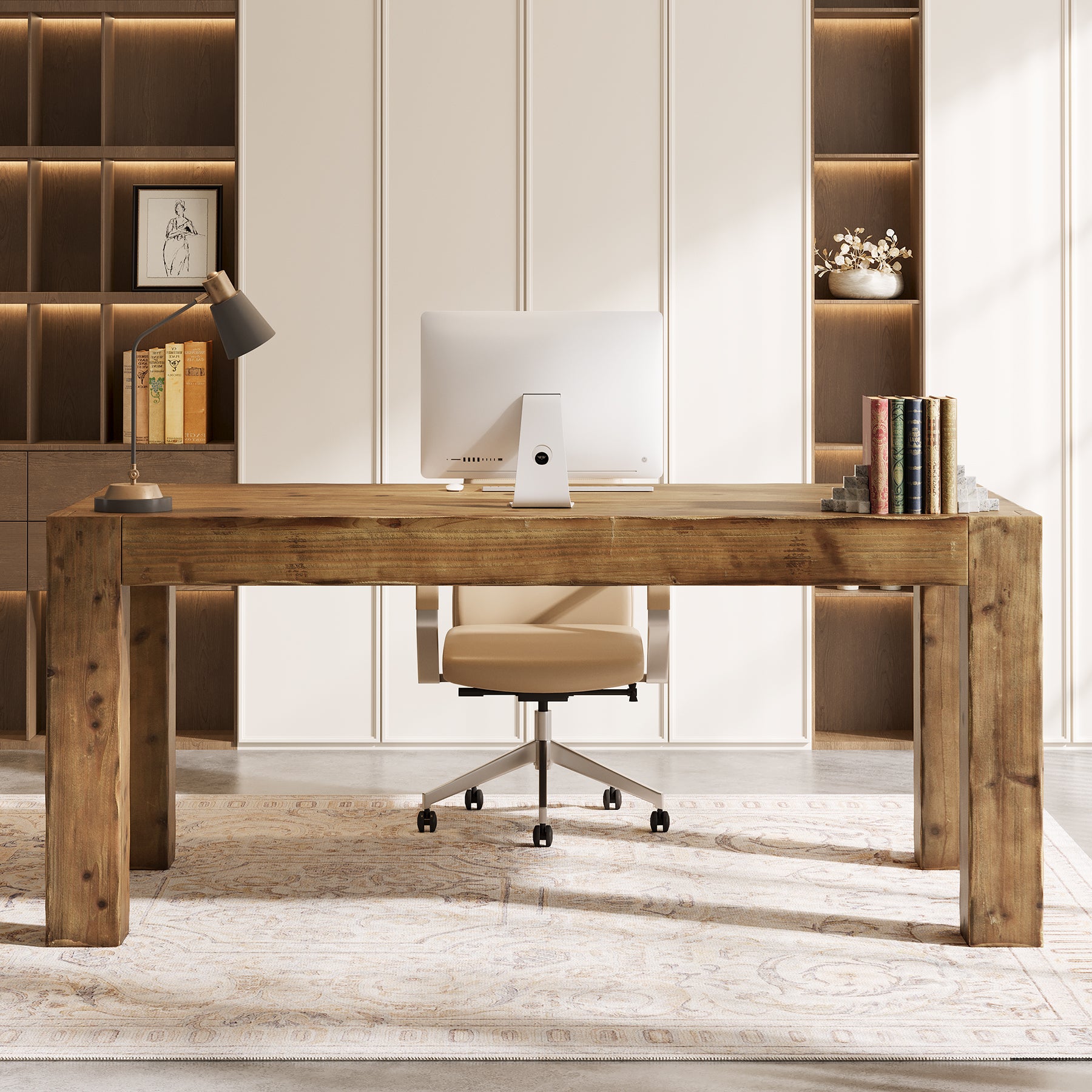 63" Executive Desk, Office Computer Desk with Thick Desktop