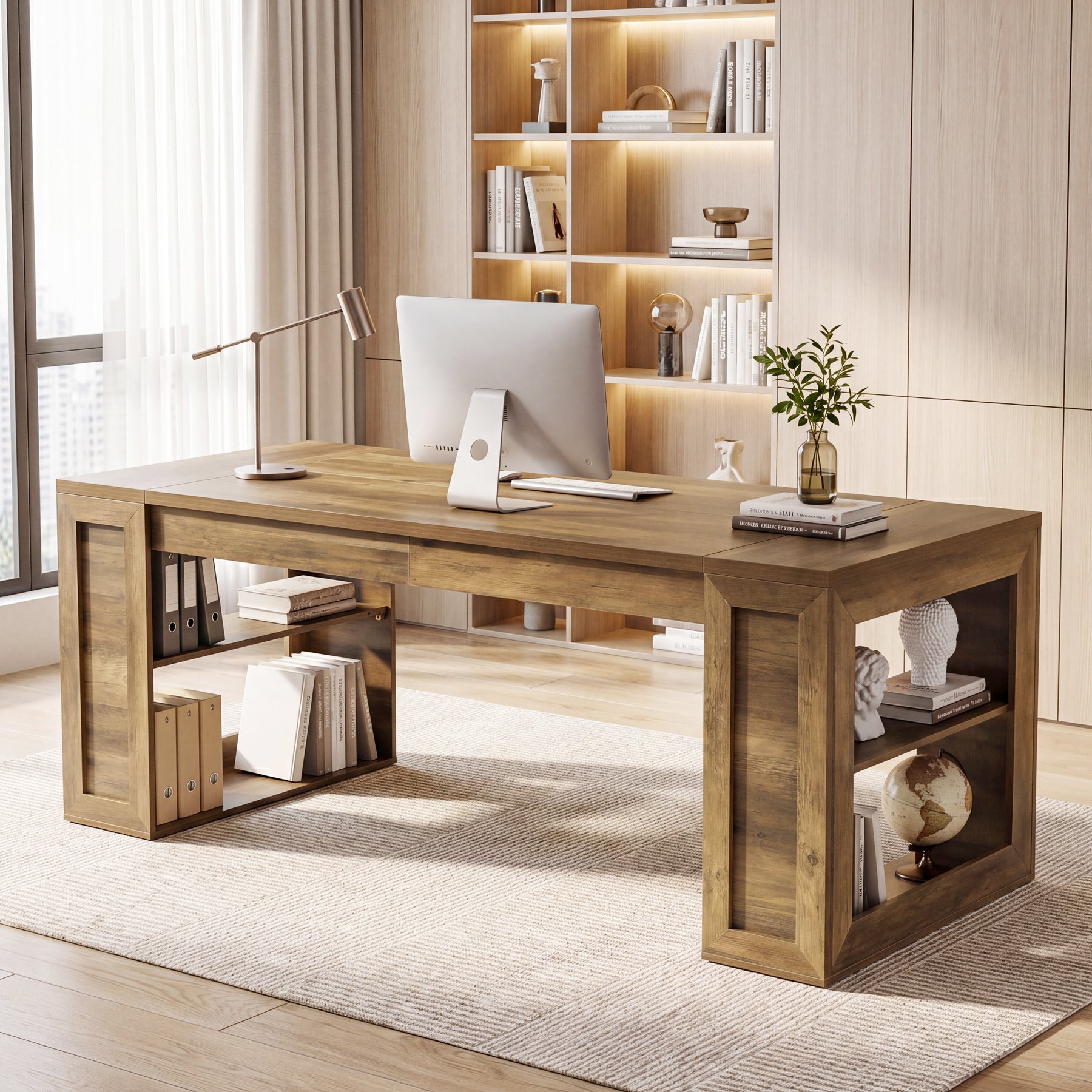 Tribesigns 70.8-Inch Executive Desk, Computer Desk with Shelves for Office