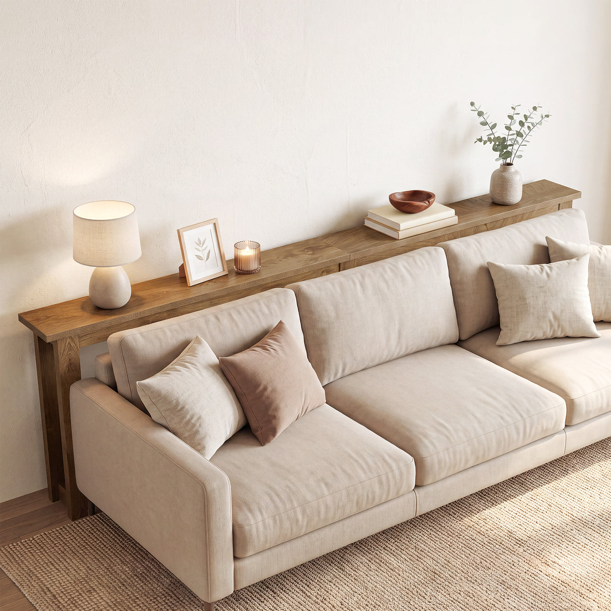 94.5" Narrow Console Table, Behind Couch Sofa Table with 3 Sets U-Shape Legs