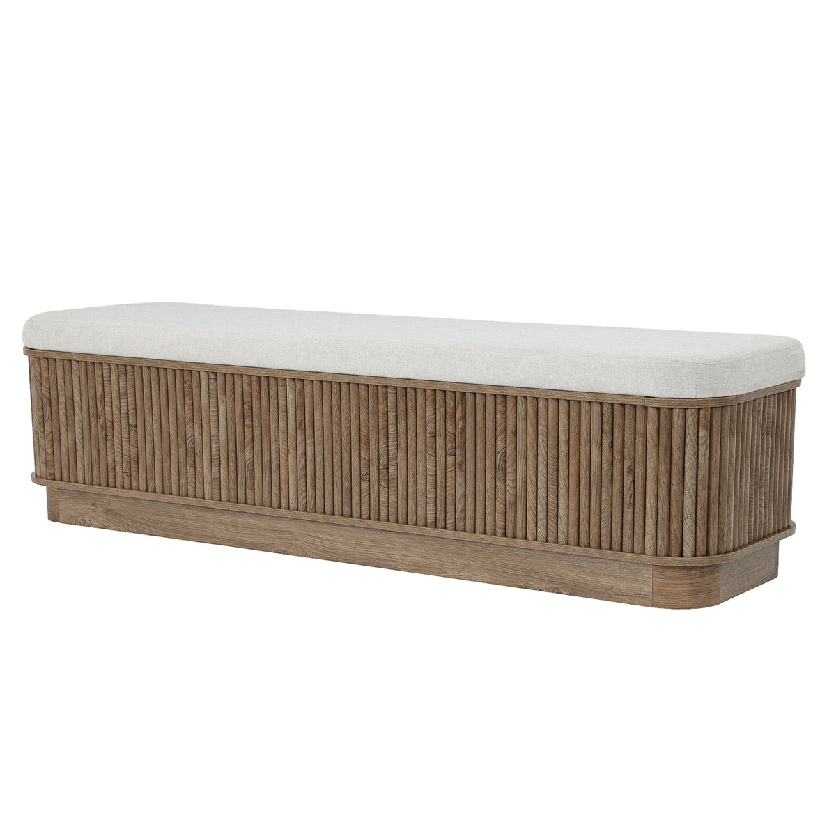 55" Lift Top Storage Bench, Ottoman End of Bed Bench with Cushion & Safety Hinge