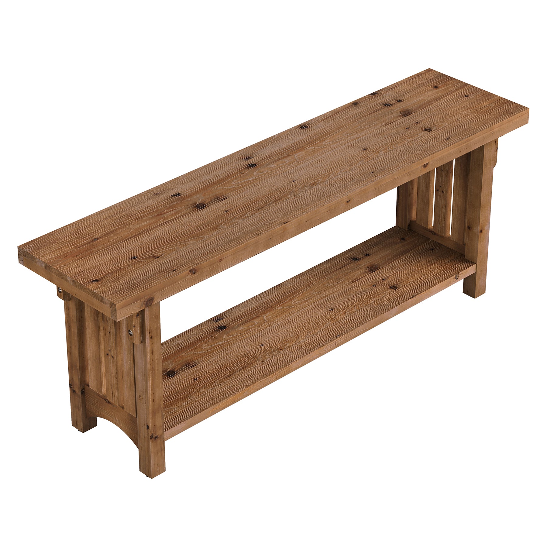 63" Solid Wood TV Stand, Farmhouse Entertainment Center with Storage Shelf for 75" TVs