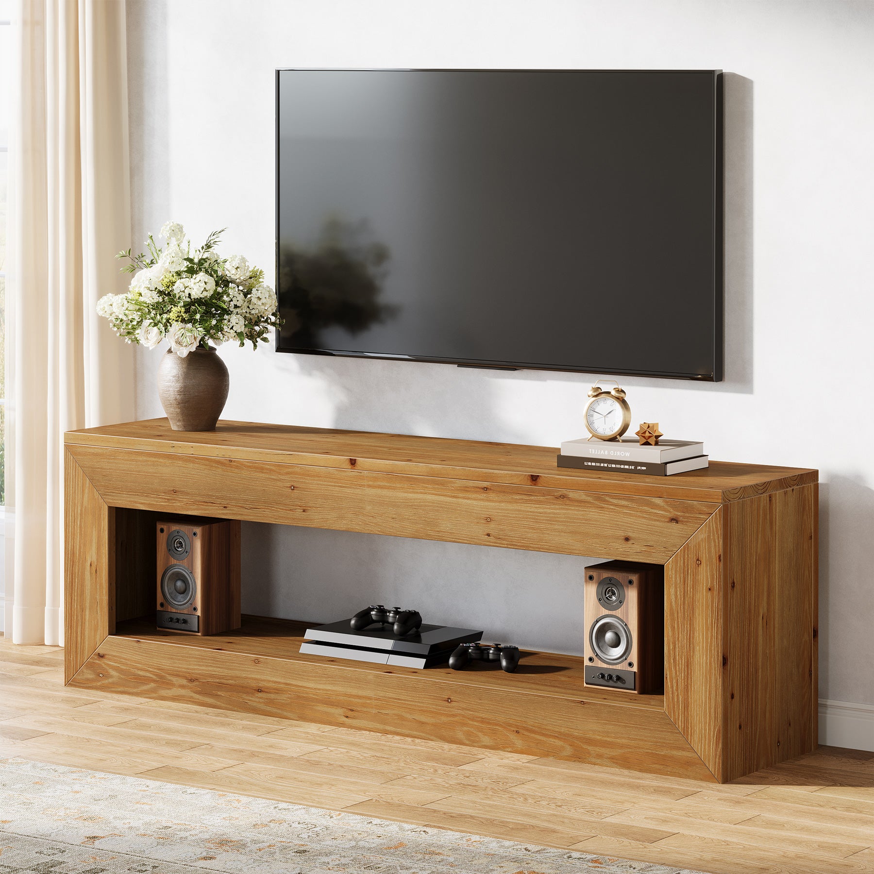 47" Solid Wood TV Stand, Farmhouse Media Console for 32/43/55" TVs