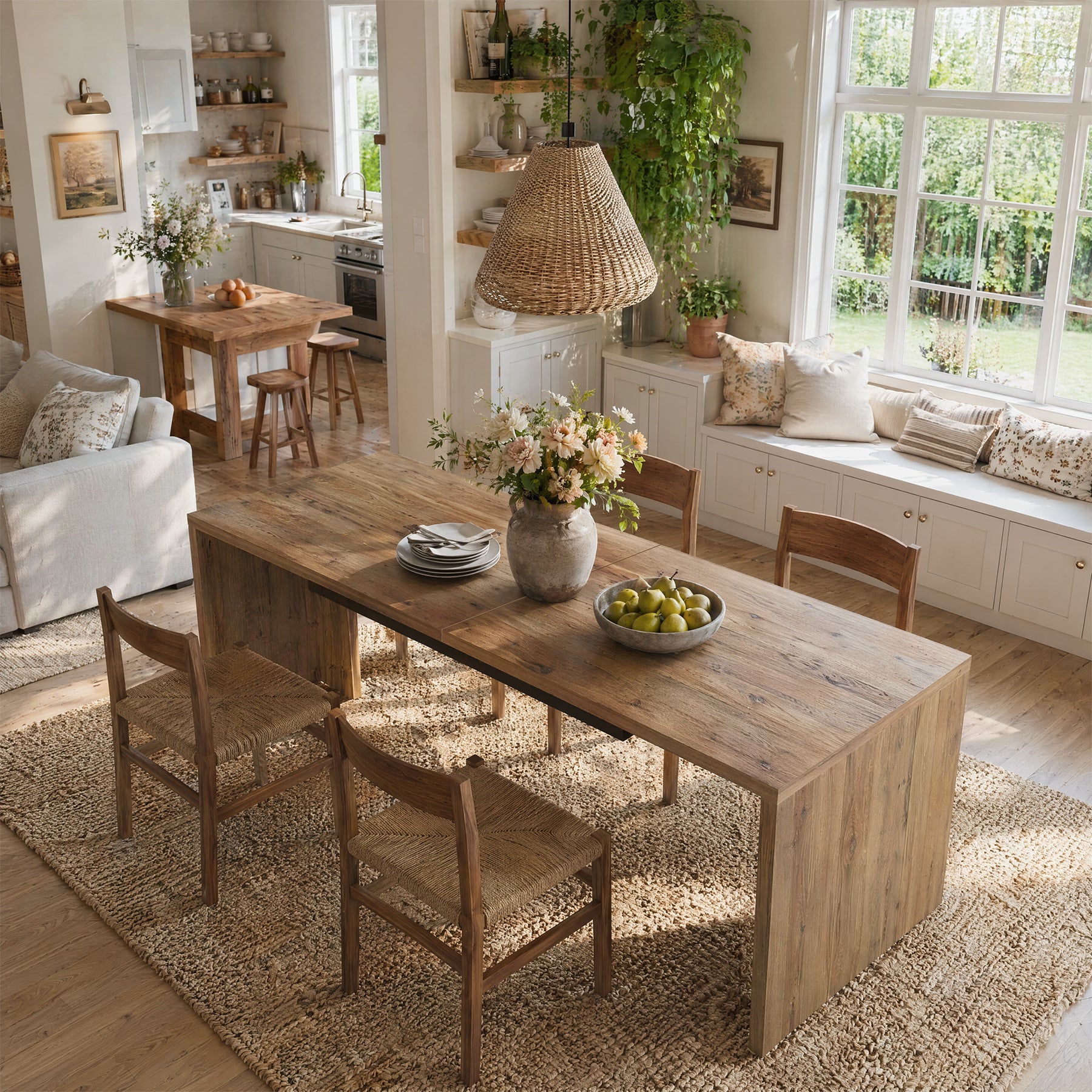 78"Solid Wood Dining Table, Kitchen Table for 6-8 People for Dining Room