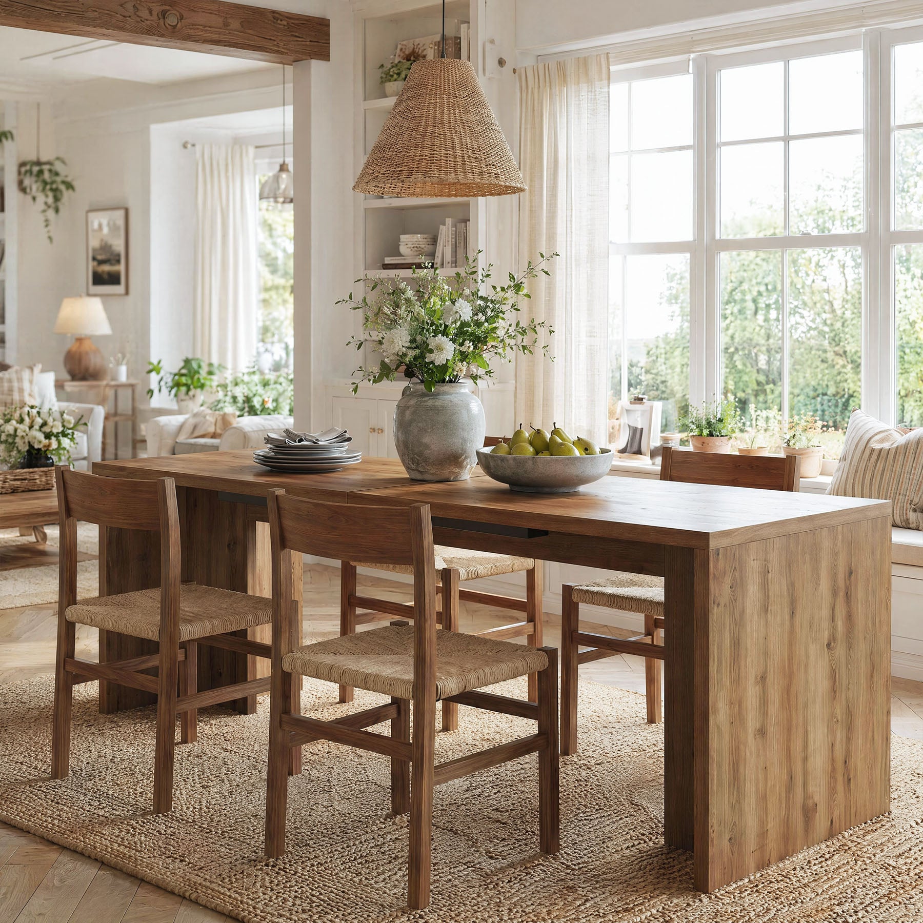 78"Solid Wood Dining Table, Kitchen Table for 6-8 People for Dining Room