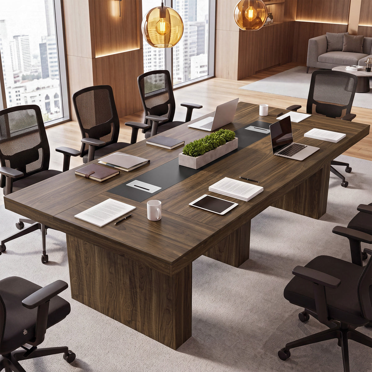 8ft Conference Table, 94.5" Meeting Office Table with Cable Grommet for 10 People