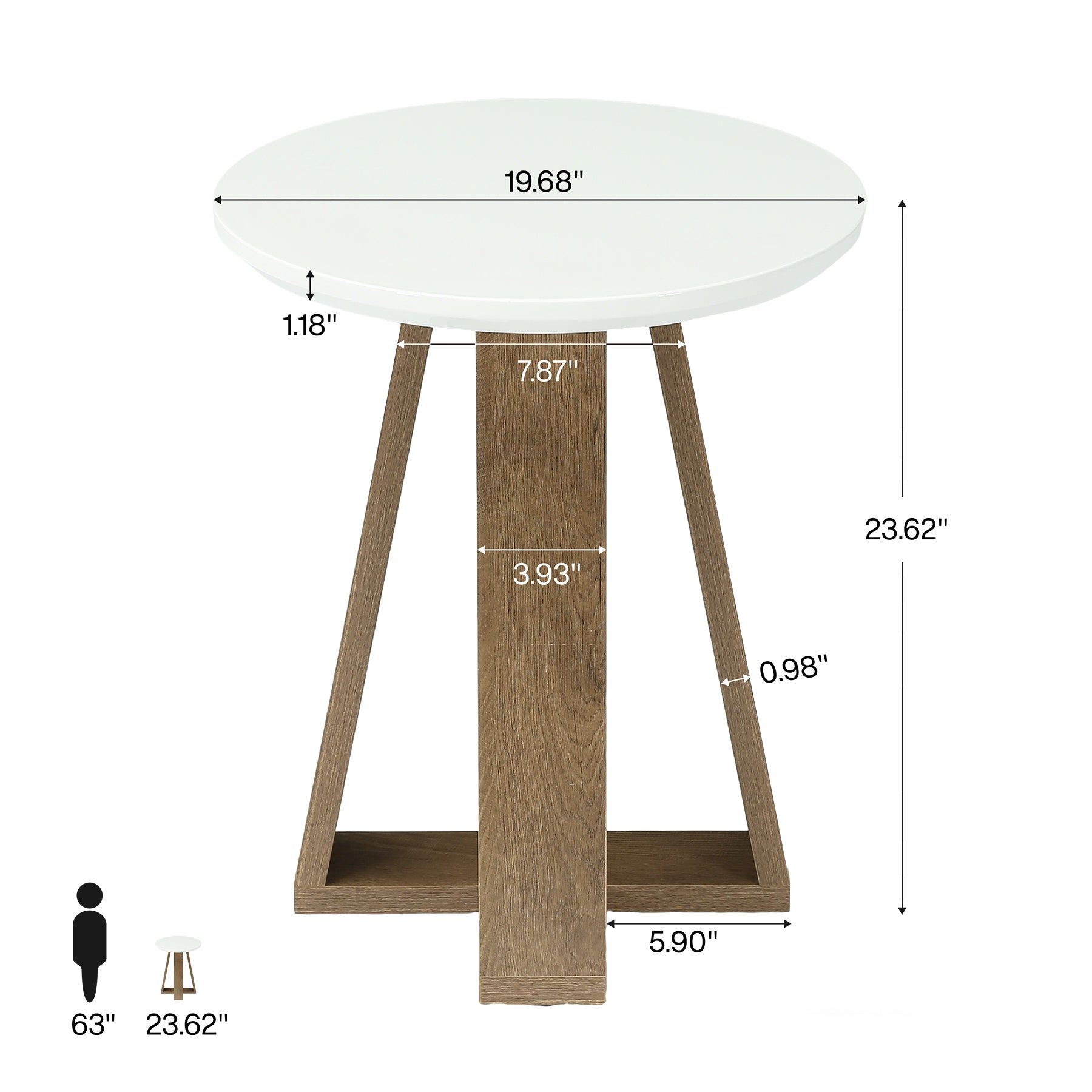 Round End Table, Modern Side Table Small Accent Table for Living Room