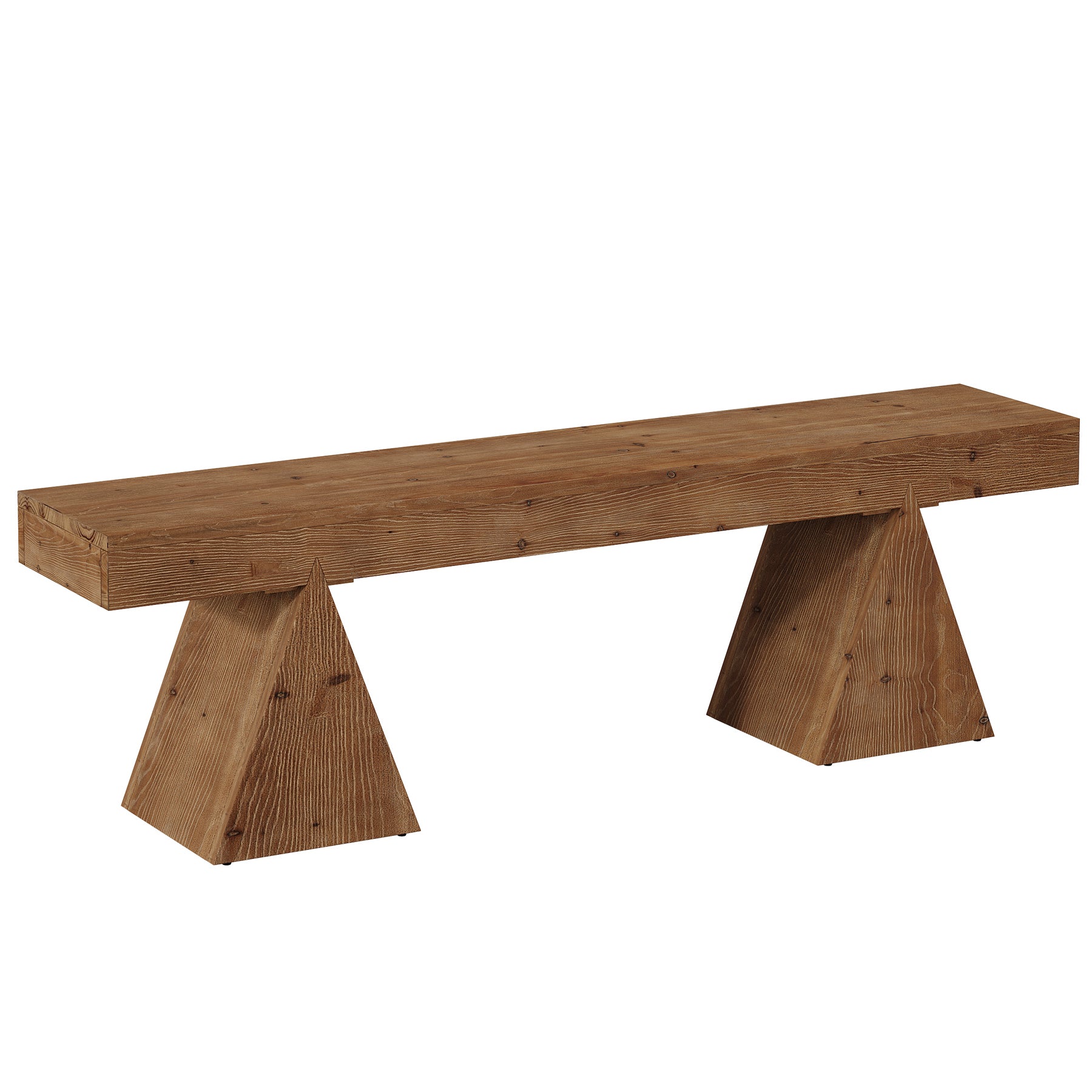 Solid Wood Entryway Bench, 63" End of Bed Bench with Triangle Base