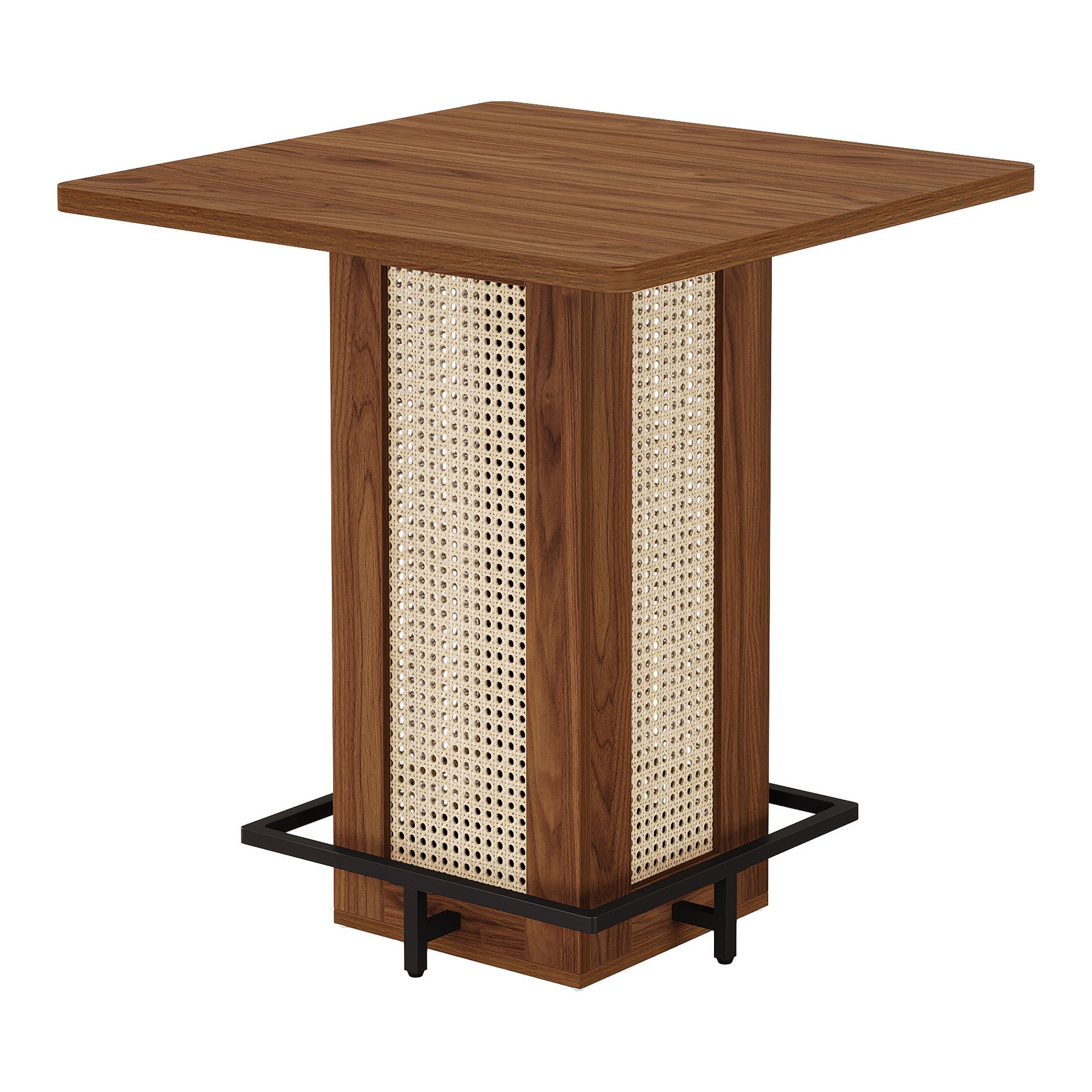 Tribesigns 31.5" Square Bar Table, Rattan Pub Table with Footrest for Kitchen Breakfast Nook