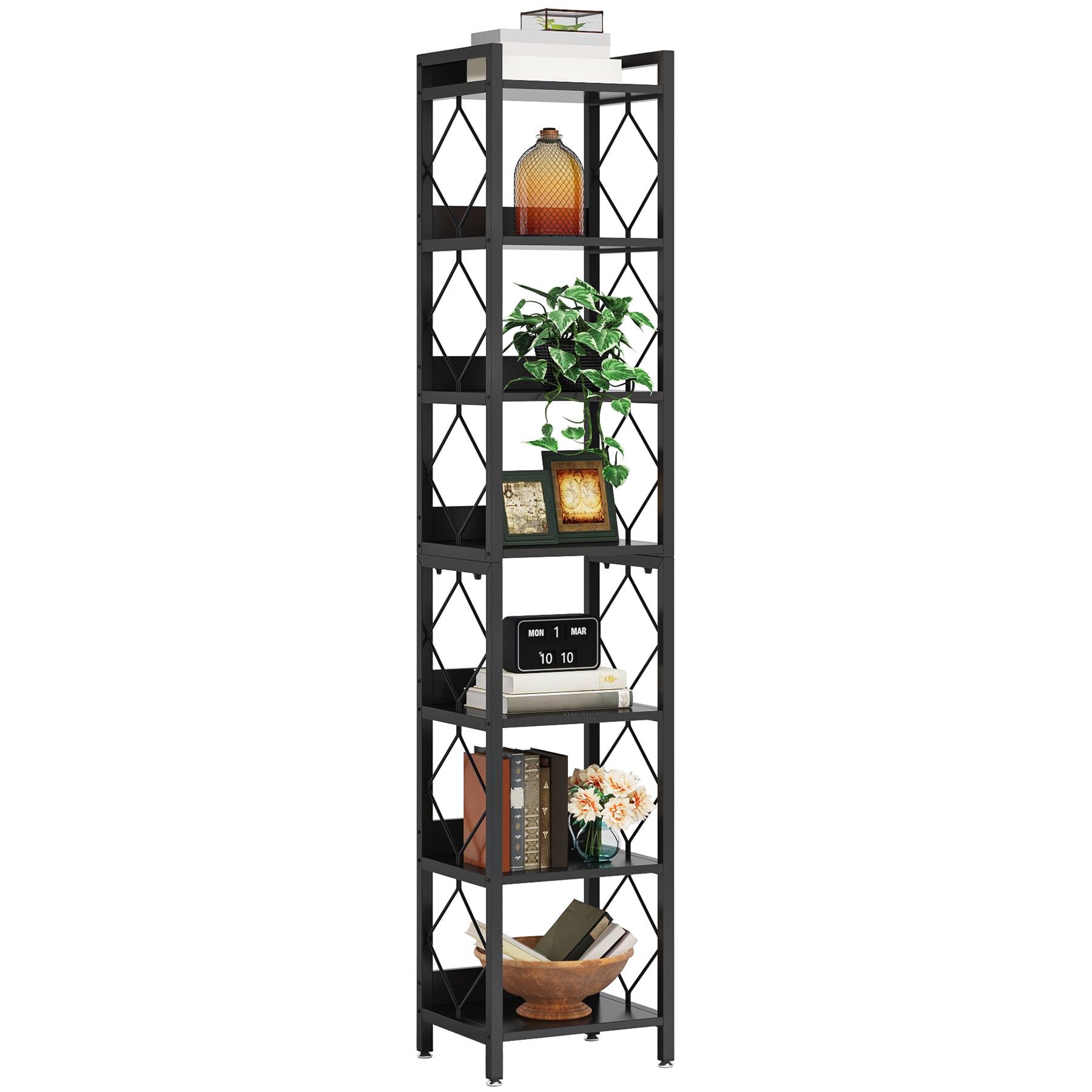 78.7” Tall Narrow Bookshelf, Slim Display Shelf for Home Office & Small Areas