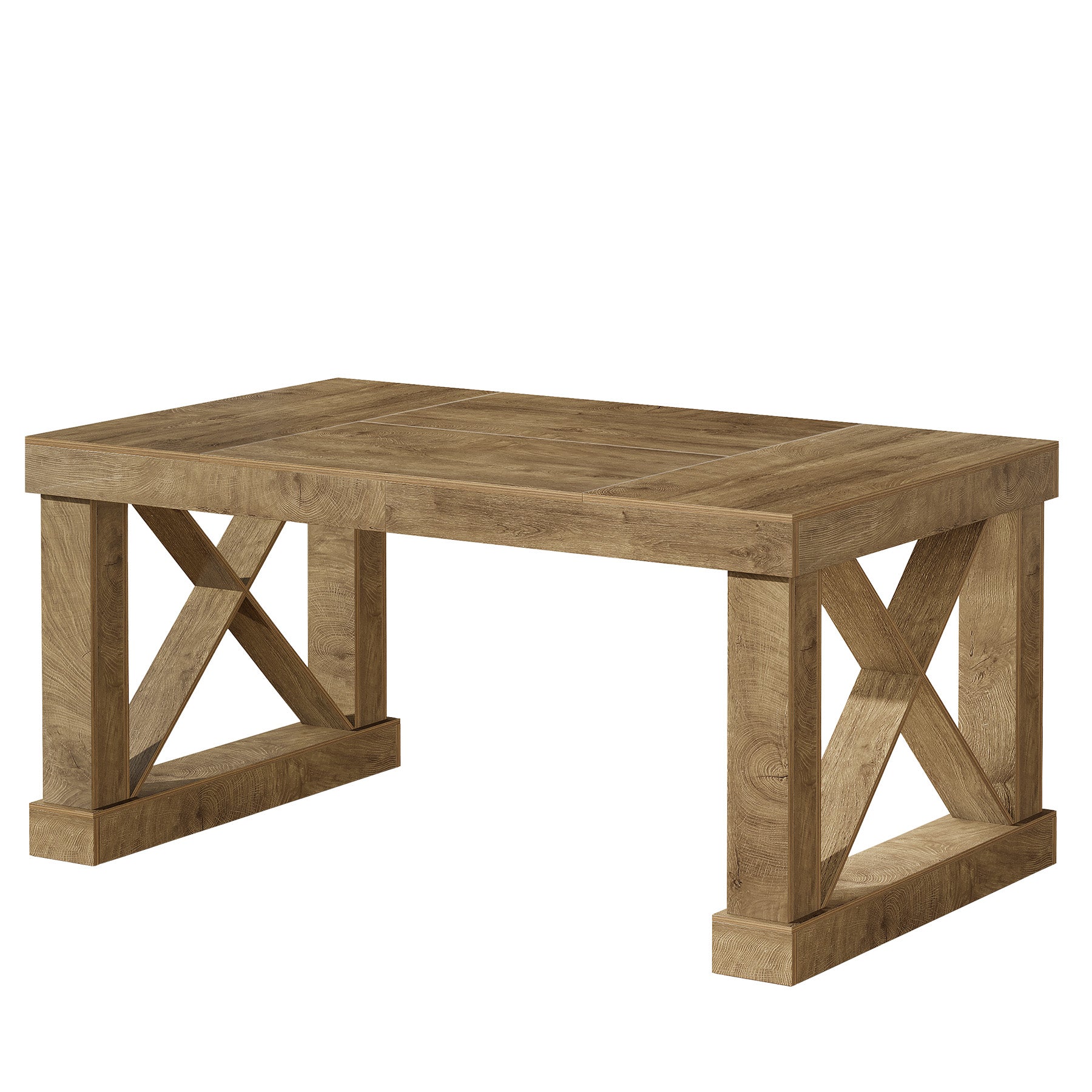 63" Farmhouse Dining Table for 4-6 People, Rectangular Wood Kitchen Table with Heavy-Duty X Legs
