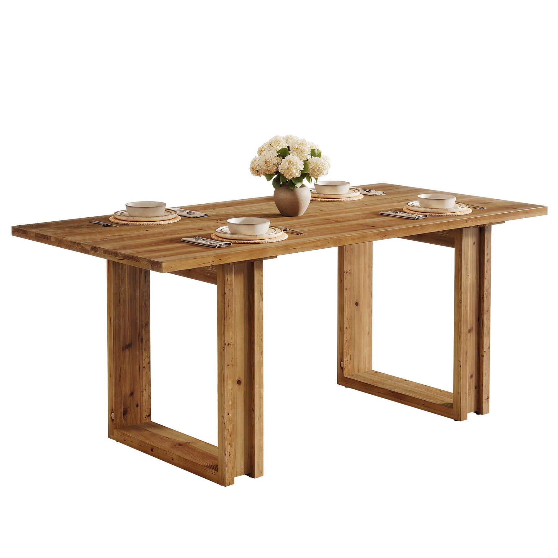 Tribesigns 63-Inch Solid Wood Dining Table, Farmhouse Kitchen Table for 4-6