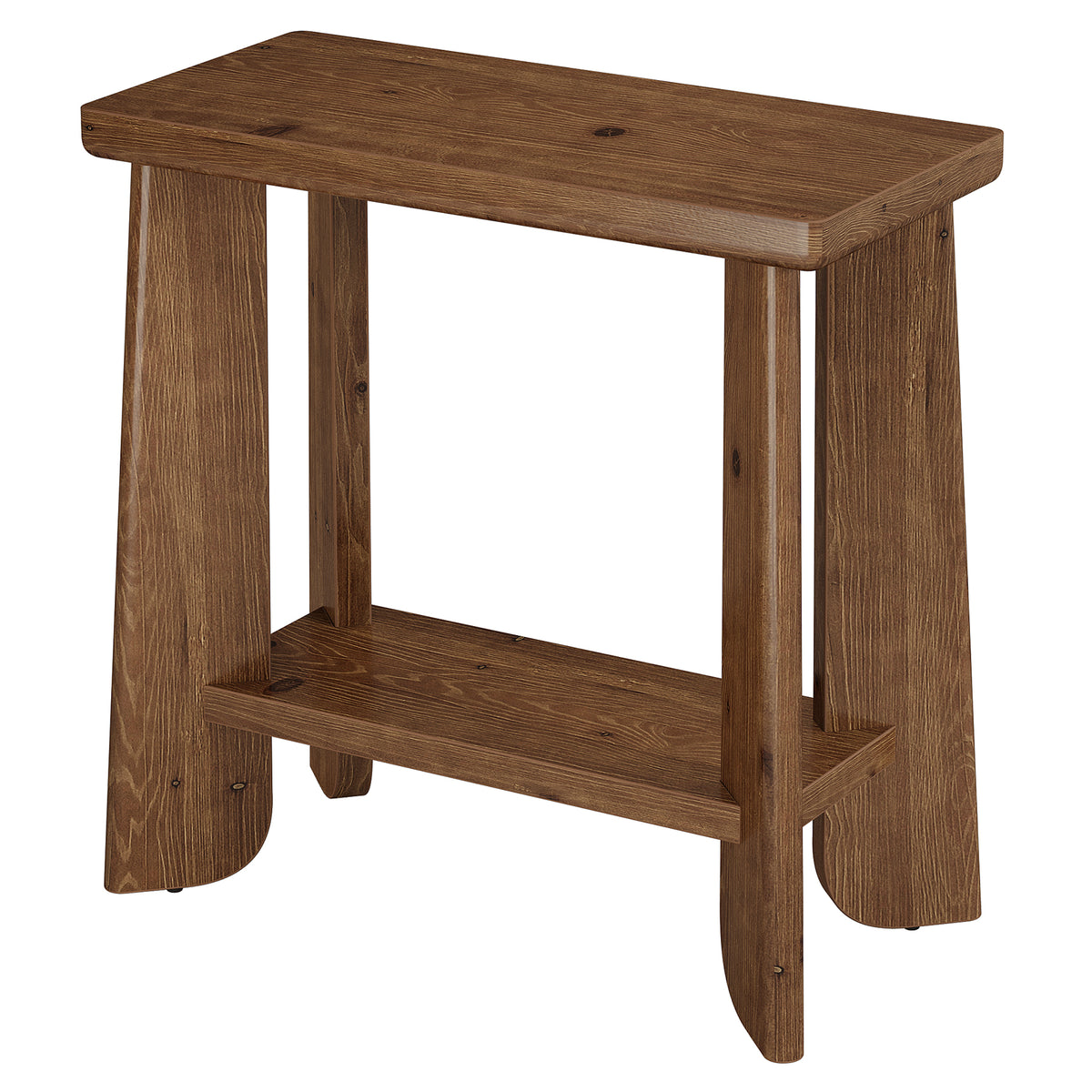 24" Rustic Farmhouse End Table, 2-Tier Narrow Solid Wood Nightstand, Living Room